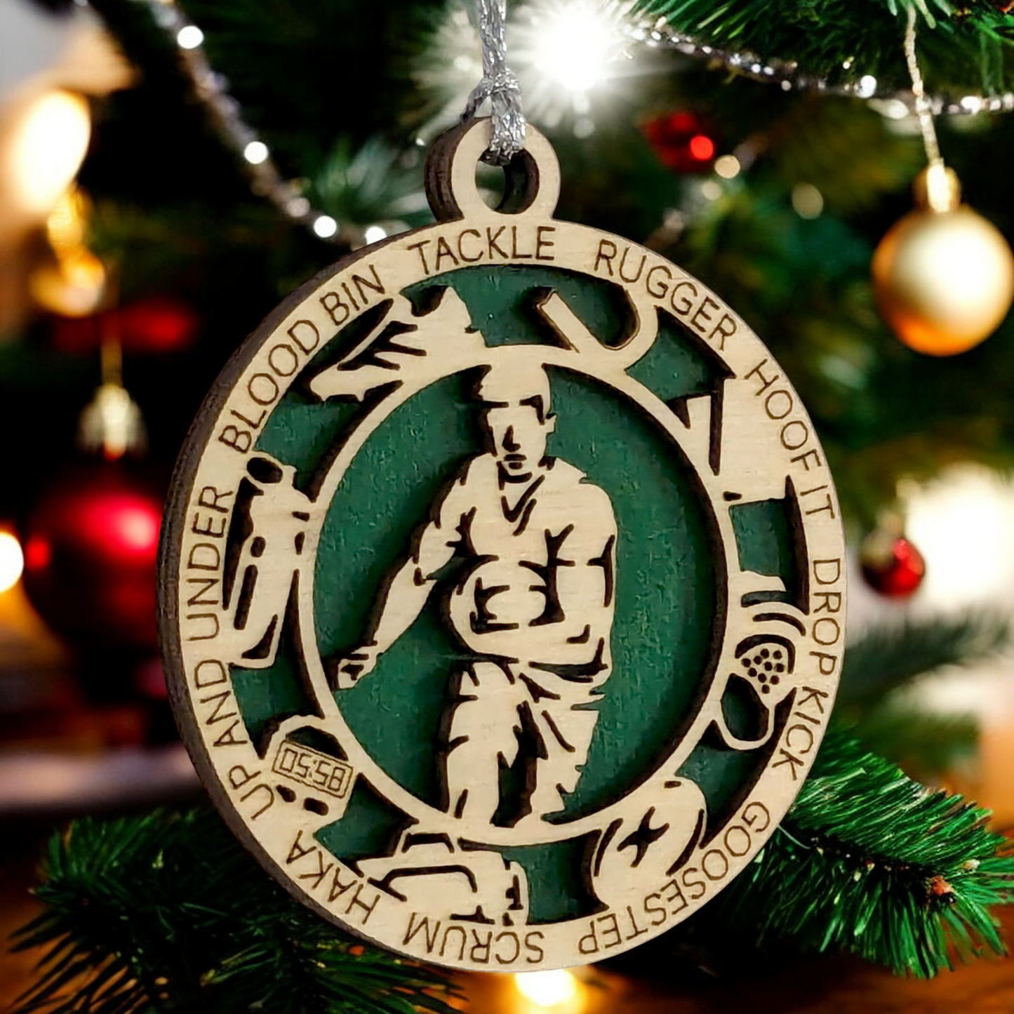 3" Handcrafted Wooden Personalized Male Rugby Christmas Ornament - Custom Sports Holiday Decor for Rugby Fans
