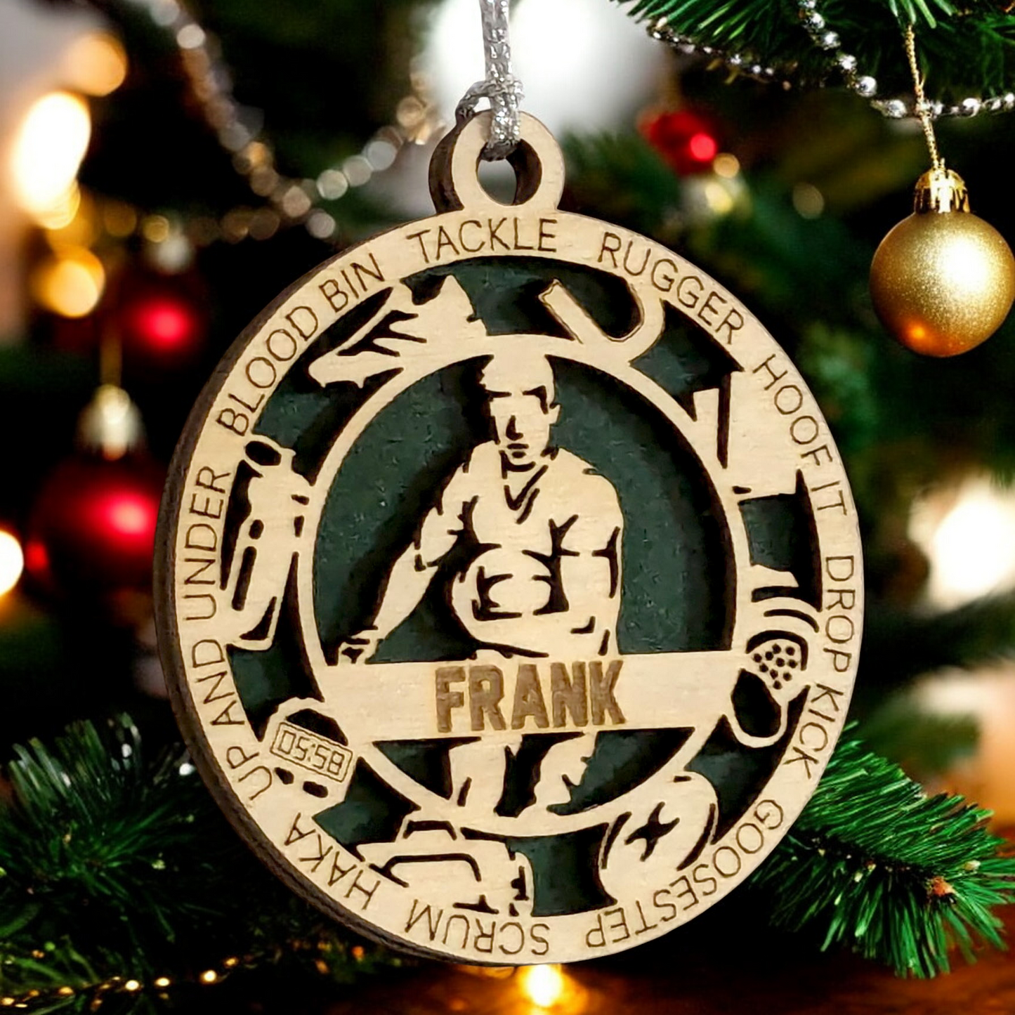 3" Handcrafted Wooden Personalized Male Rugby Christmas Ornament - Custom Sports Holiday Decor for Rugby Fans
