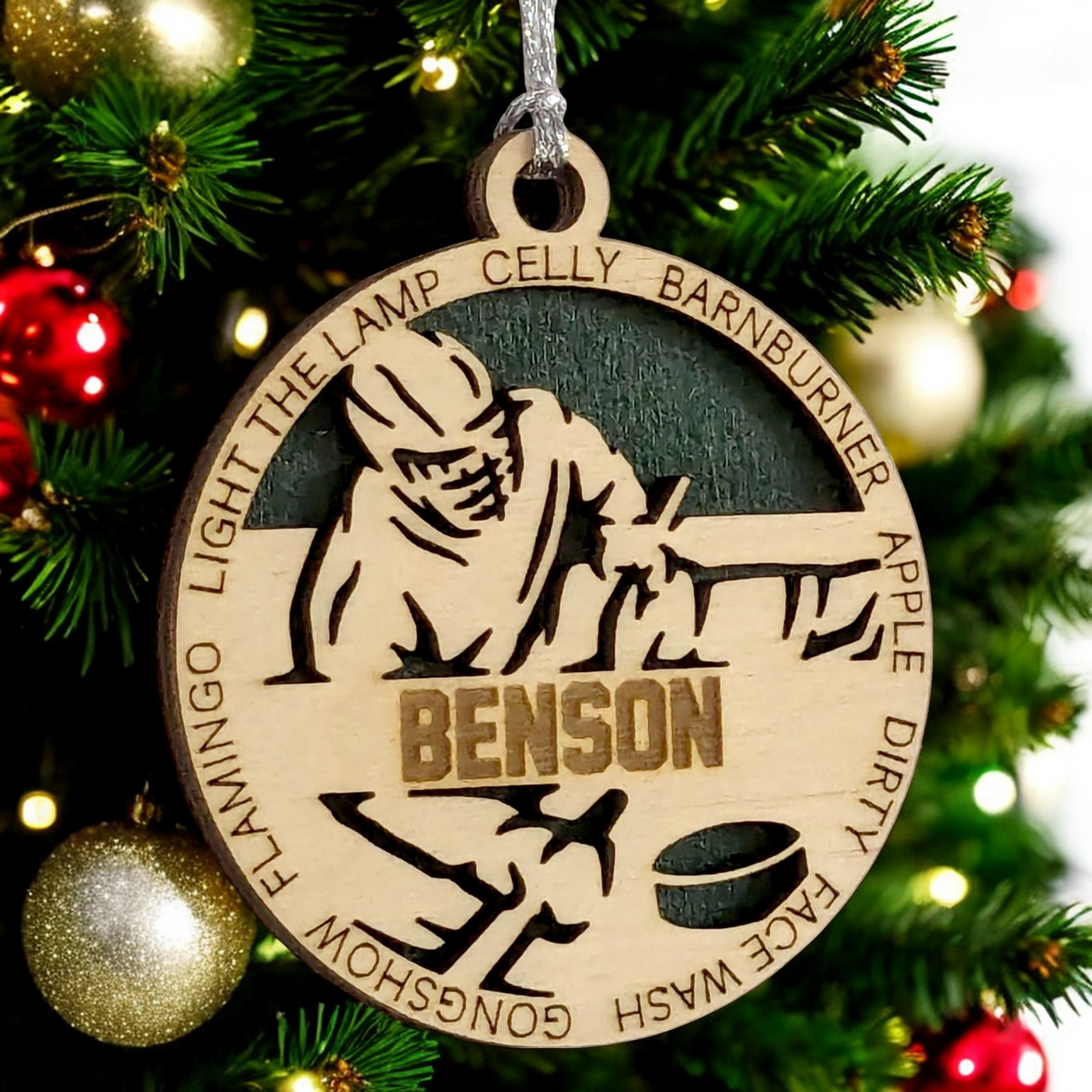 3" Personalized Male Sledge Hockey Christmas Ornament - Handcrafted Wooden Holiday Decor for Hockey Enthusiasts