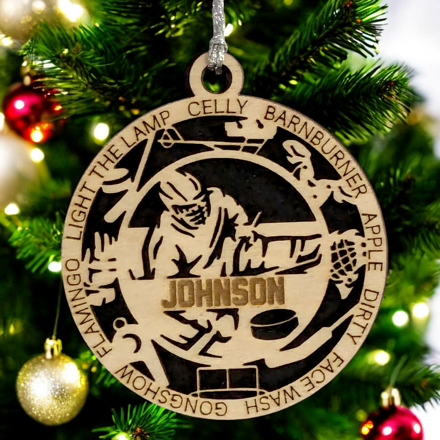 3" Personalized Male Sledge Hockey Christmas Ornament - Handcrafted Wooden Holiday Decor for Hockey Enthusiasts