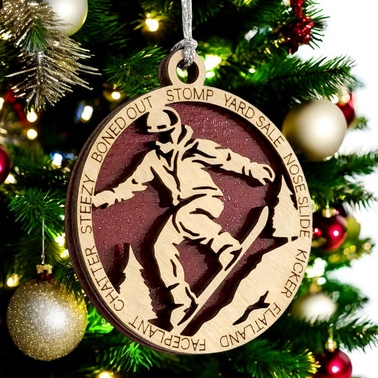 3" Handcrafted Wooden Personalized Male Snowboarding Christmas Ornament - Custom Winter Sports Holiday Decor
