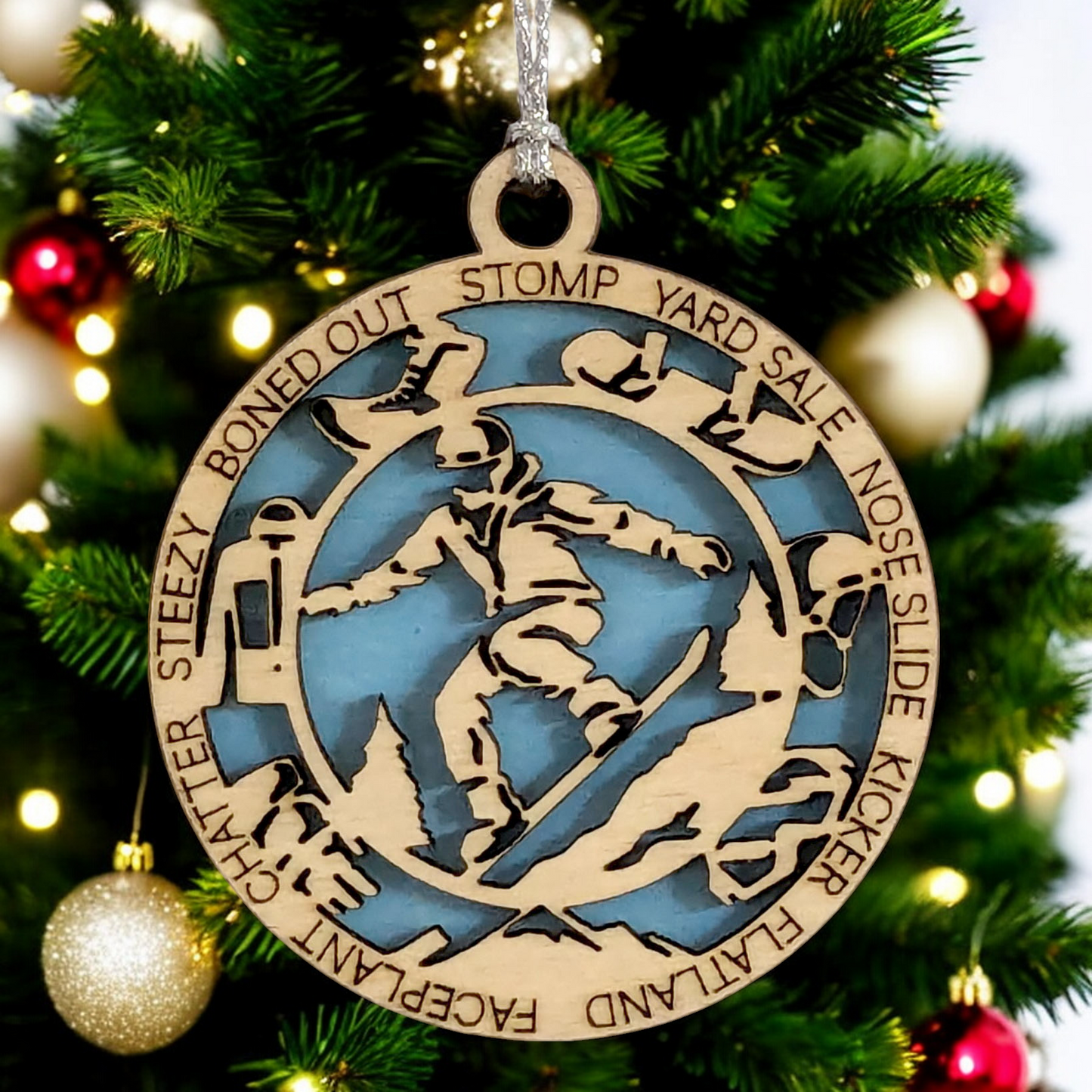 3" Handcrafted Wooden Personalized Male Snowboarding Christmas Ornament - Custom Winter Sports Holiday Decor