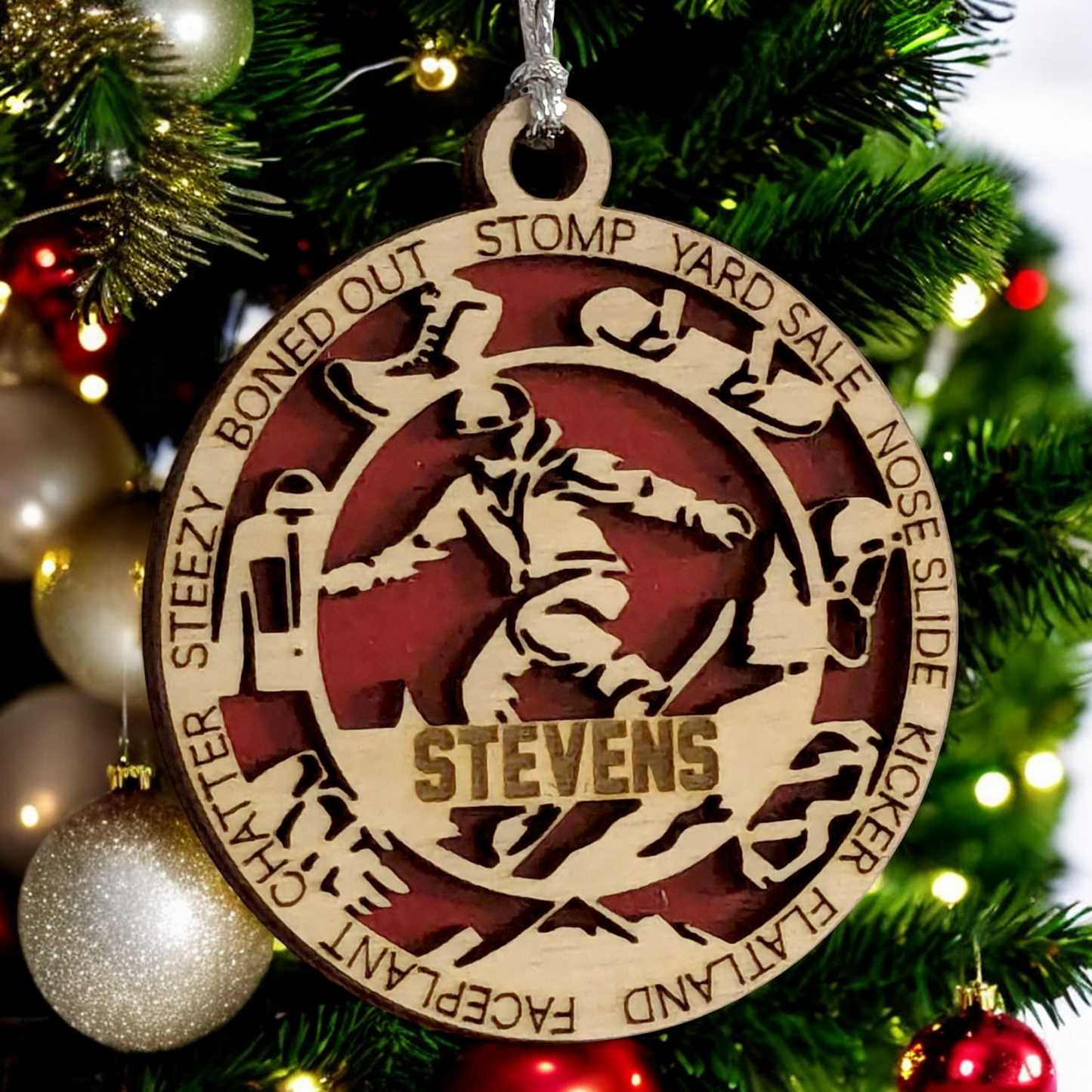3" Handcrafted Wooden Personalized Male Snowboarding Christmas Ornament - Custom Winter Sports Holiday Decor