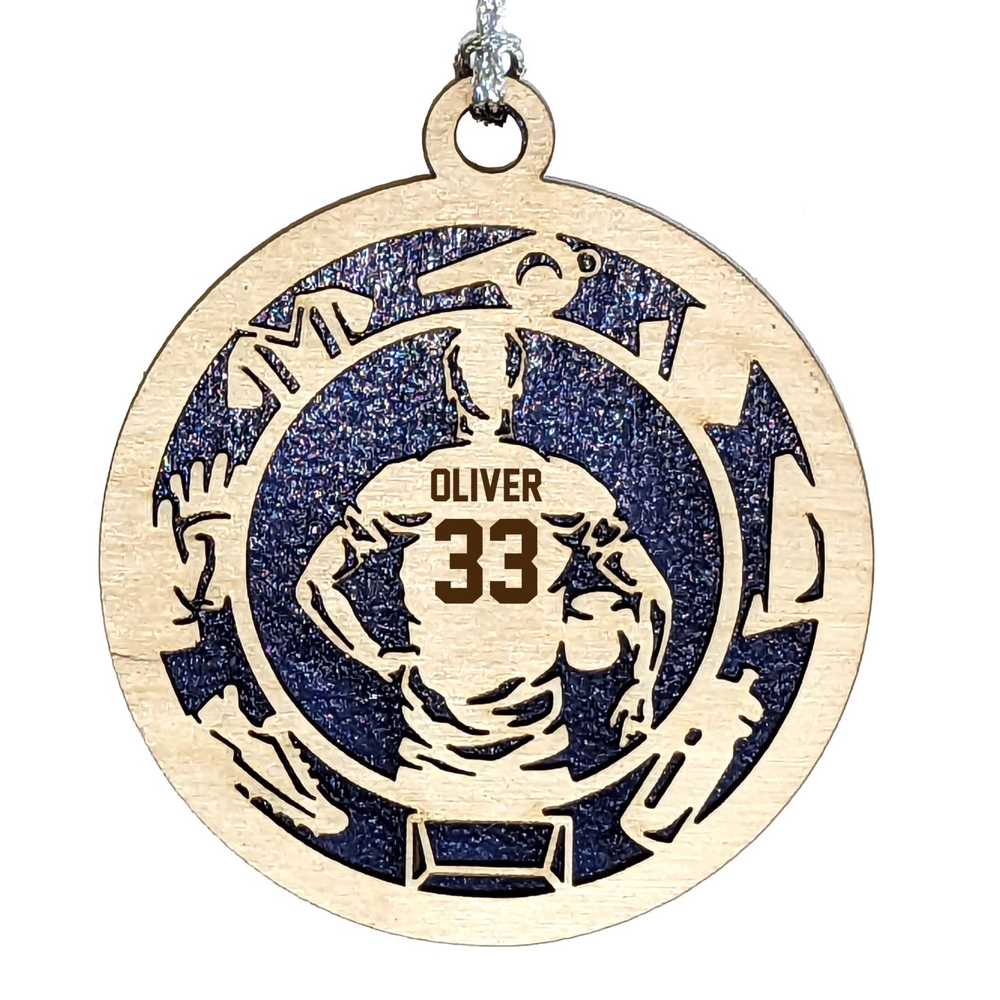 Male Soccer laser cut personalized wood ornament