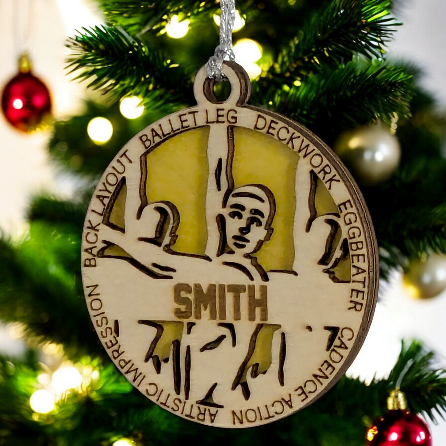 3" Handcrafted Wooden Personalized Male Synchronized Swimming Christmas Ornament - Custom Swimmer Holiday Decor