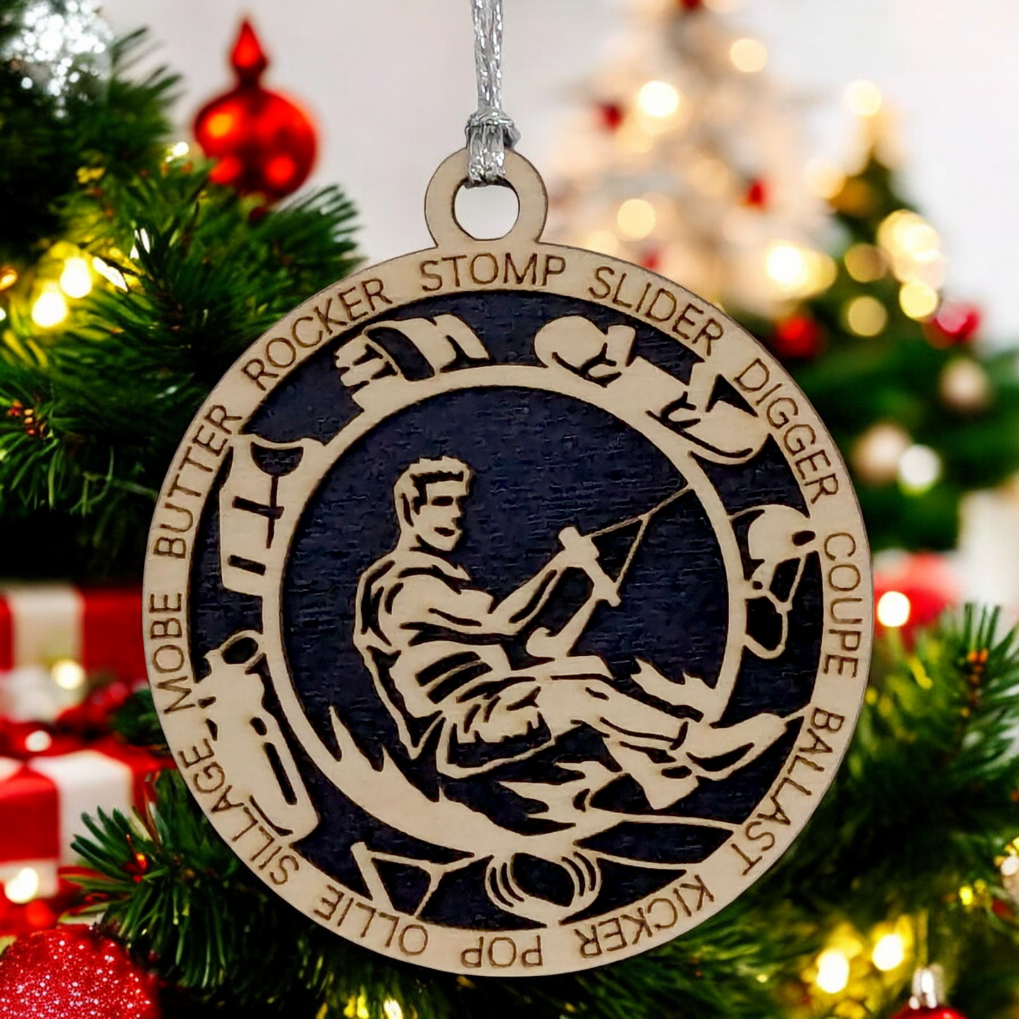 Personalized Male Wakeboarding Christmas Ornament - 3" Laser Cut Handcrafted Wooden Holiday Decor - Customizable Wakeboarder Xmas Tree Decoration - Unique Gift for Wakeboard Enthusiasts