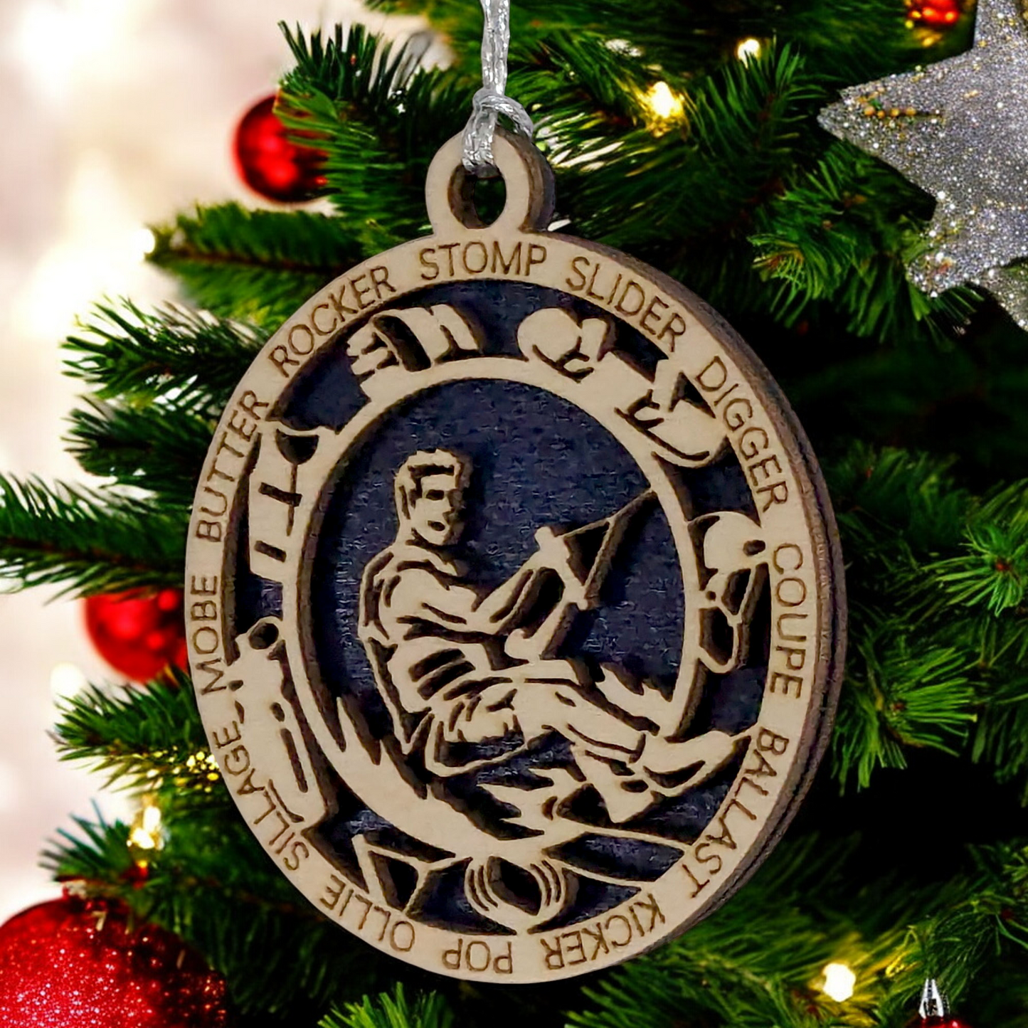 Personalized Male Wakeboarding Christmas Ornament - 3" Laser Cut Handcrafted Wooden Holiday Decor - Customizable Wakeboarder Xmas Tree Decoration - Unique Gift for Wakeboard Enthusiasts