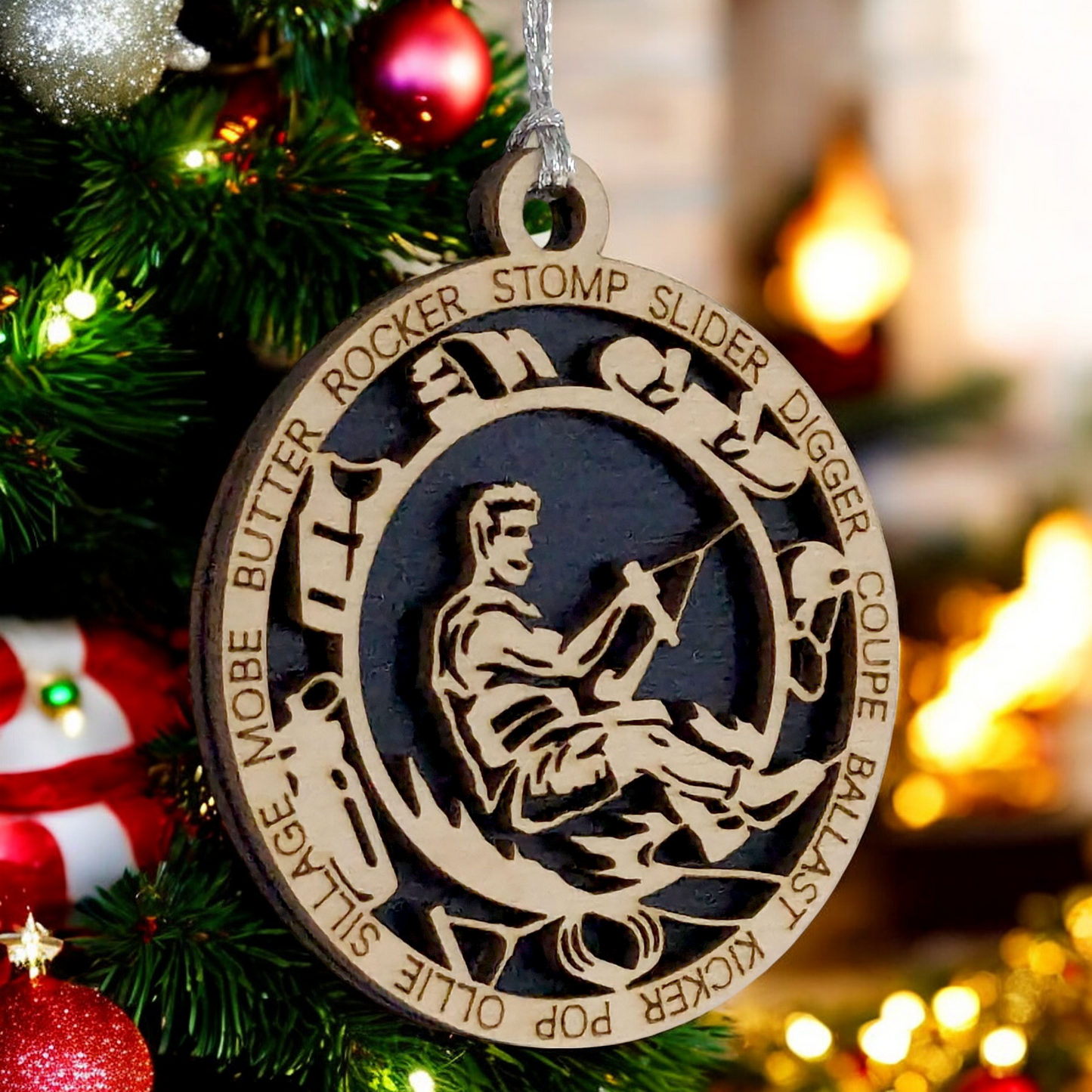 Personalized Male Wakeboarding Christmas Ornament - 3" Laser Cut Handcrafted Wooden Holiday Decor - Customizable Wakeboarder Xmas Tree Decoration - Unique Gift for Wakeboard Enthusiasts