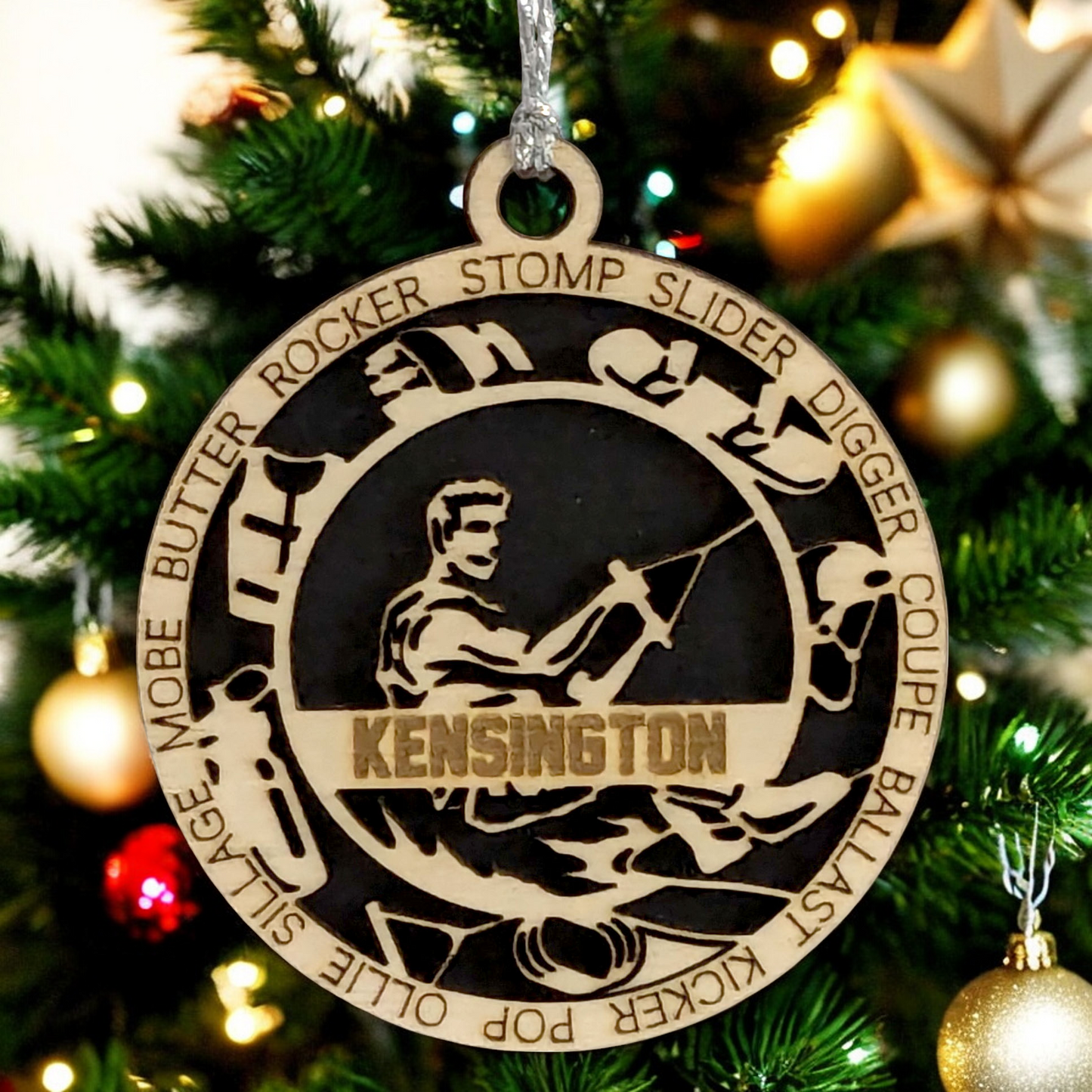 Personalized Male Wakeboarding Christmas Ornament - 3" Laser Cut Handcrafted Wooden Holiday Decor - Customizable Wakeboarder Xmas Tree Decoration - Unique Gift for Wakeboard Enthusiasts