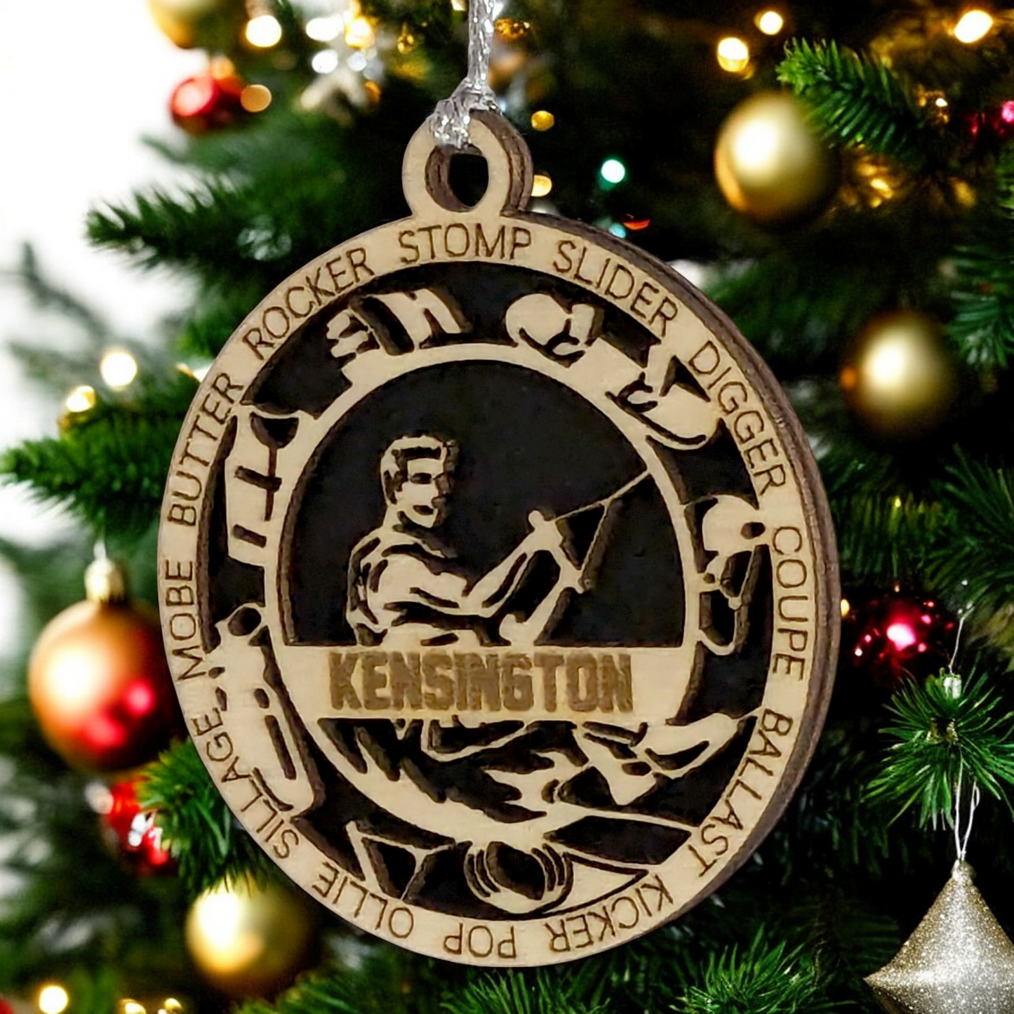 Personalized Male Wakeboarding Christmas Ornament - 3" Laser Cut Handcrafted Wooden Holiday Decor - Customizable Wakeboarder Xmas Tree Decoration - Unique Gift for Wakeboard Enthusiasts