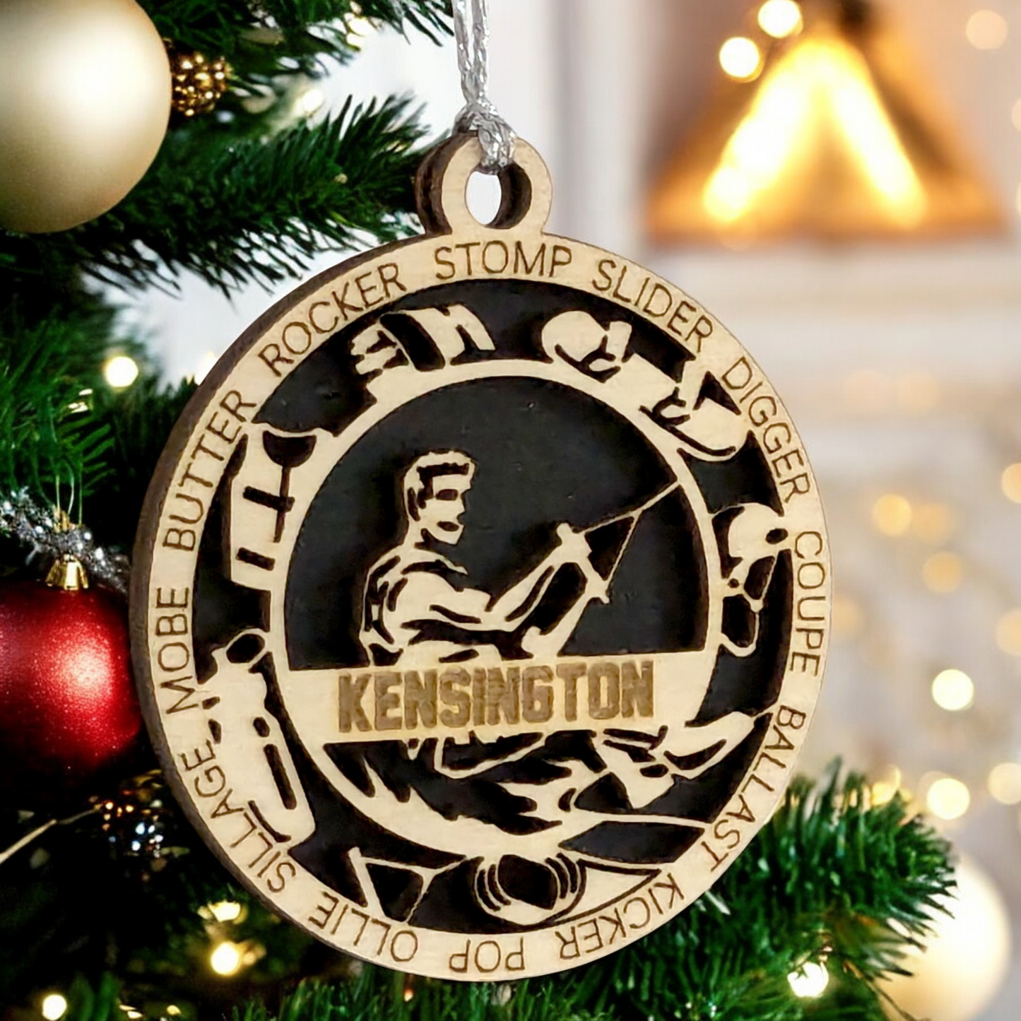 Personalized Male Wakeboarding Christmas Ornament - 3" Laser Cut Handcrafted Wooden Holiday Decor - Customizable Wakeboarder Xmas Tree Decoration - Unique Gift for Wakeboard Enthusiasts