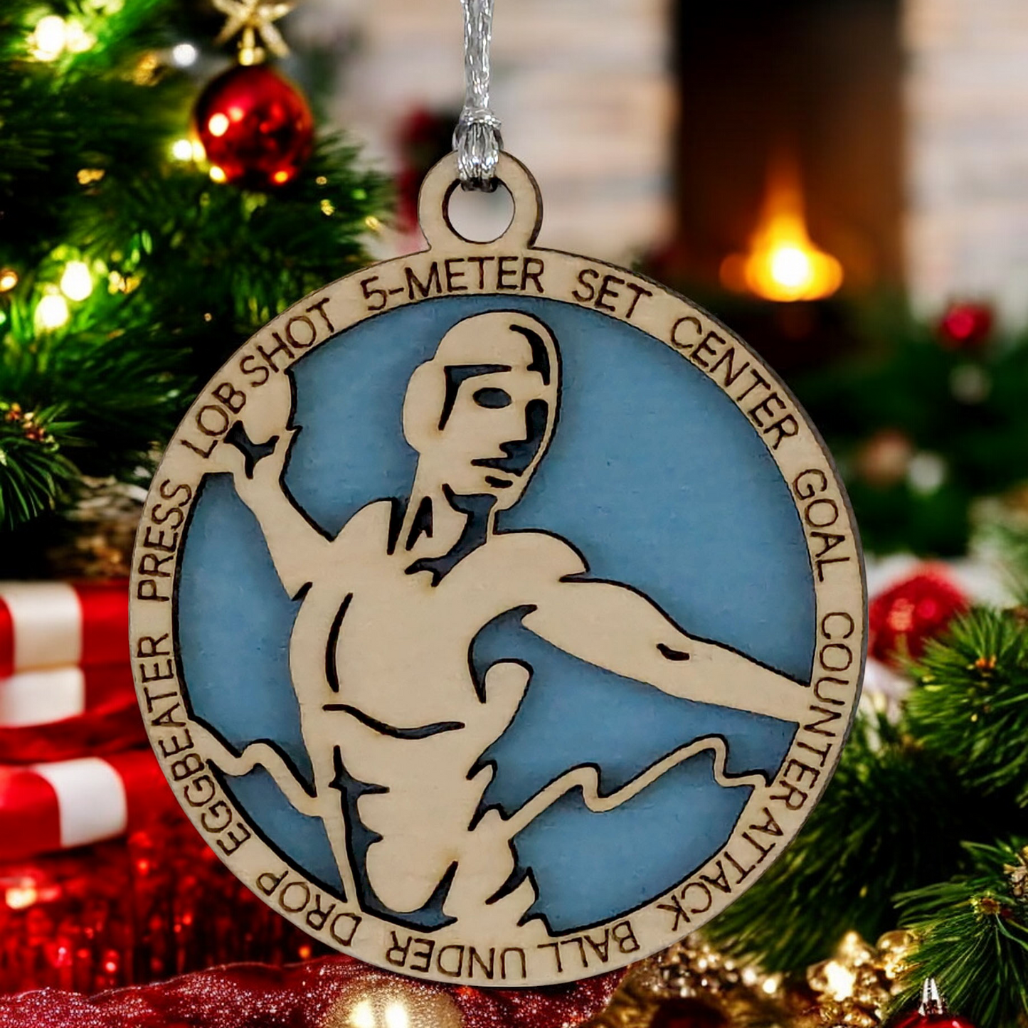 3" Handcrafted Wooden Personalized Male Water Polo Christmas Ornament - Custom Aquatic Sports Holiday Decor
