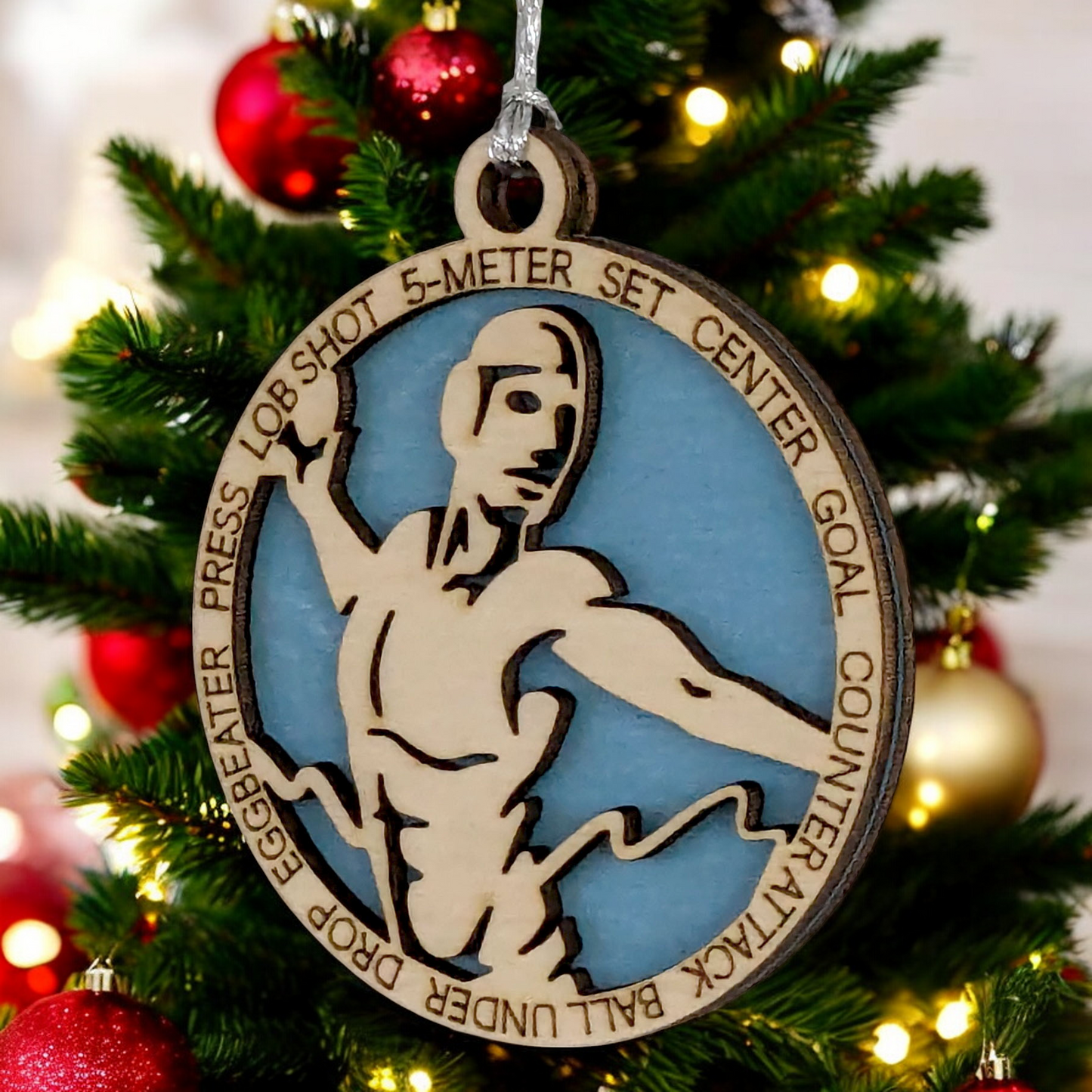3" Handcrafted Wooden Personalized Male Water Polo Christmas Ornament - Custom Aquatic Sports Holiday Decor