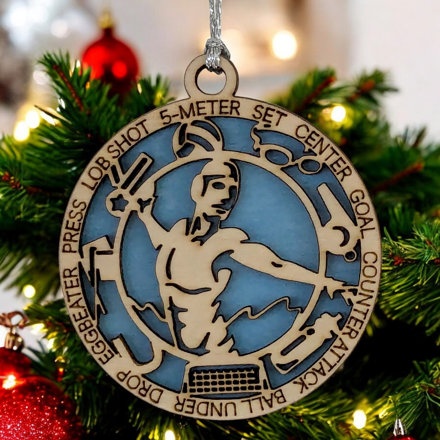 3" Handcrafted Wooden Personalized Male Water Polo Christmas Ornament - Custom Aquatic Sports Holiday Decor