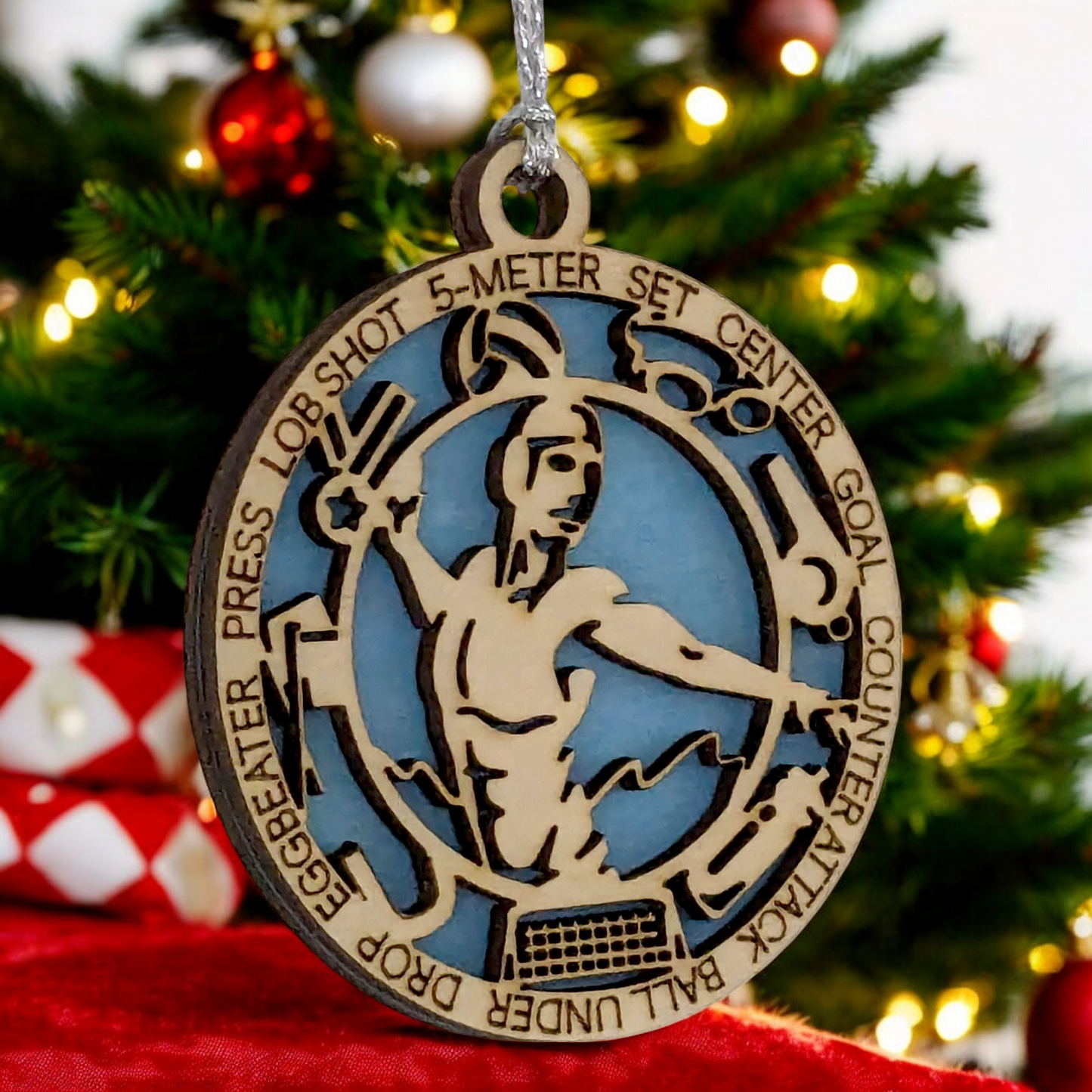 3" Handcrafted Wooden Personalized Male Water Polo Christmas Ornament - Custom Aquatic Sports Holiday Decor