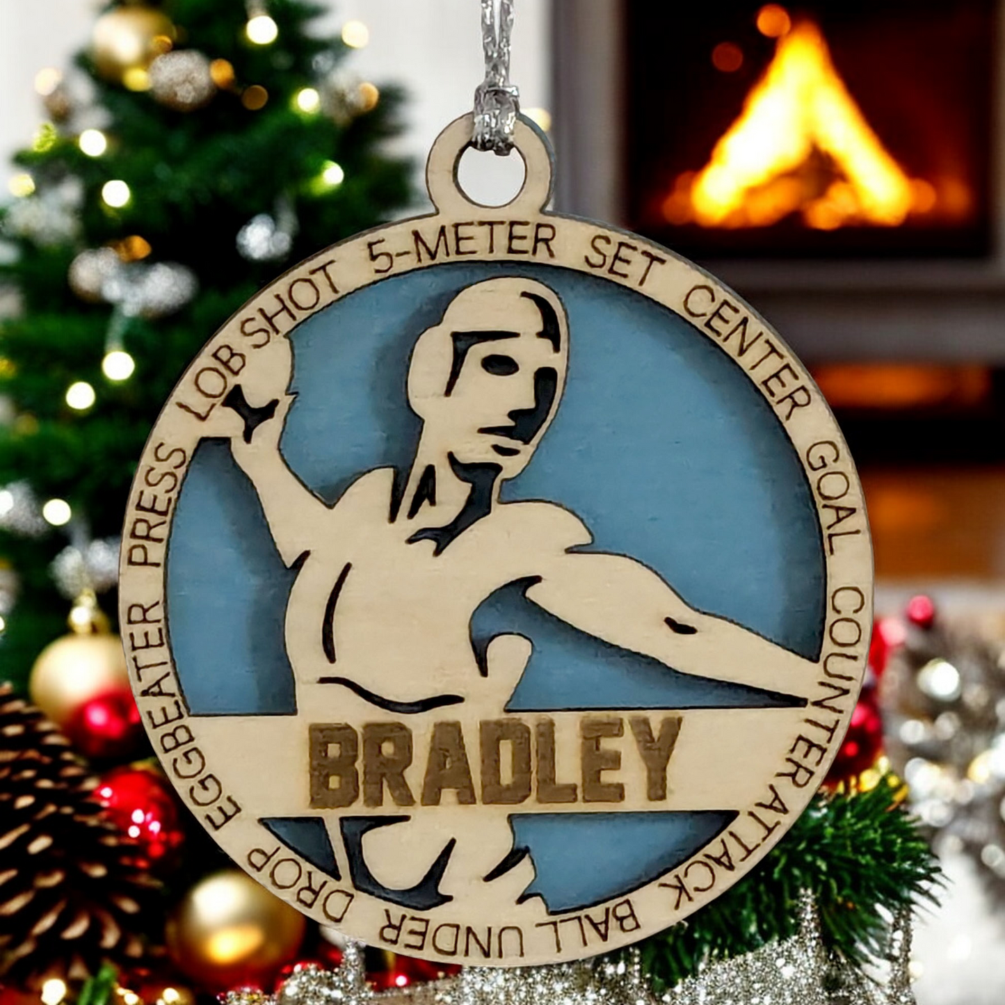 3" Handcrafted Wooden Personalized Male Water Polo Christmas Ornament - Custom Aquatic Sports Holiday Decor