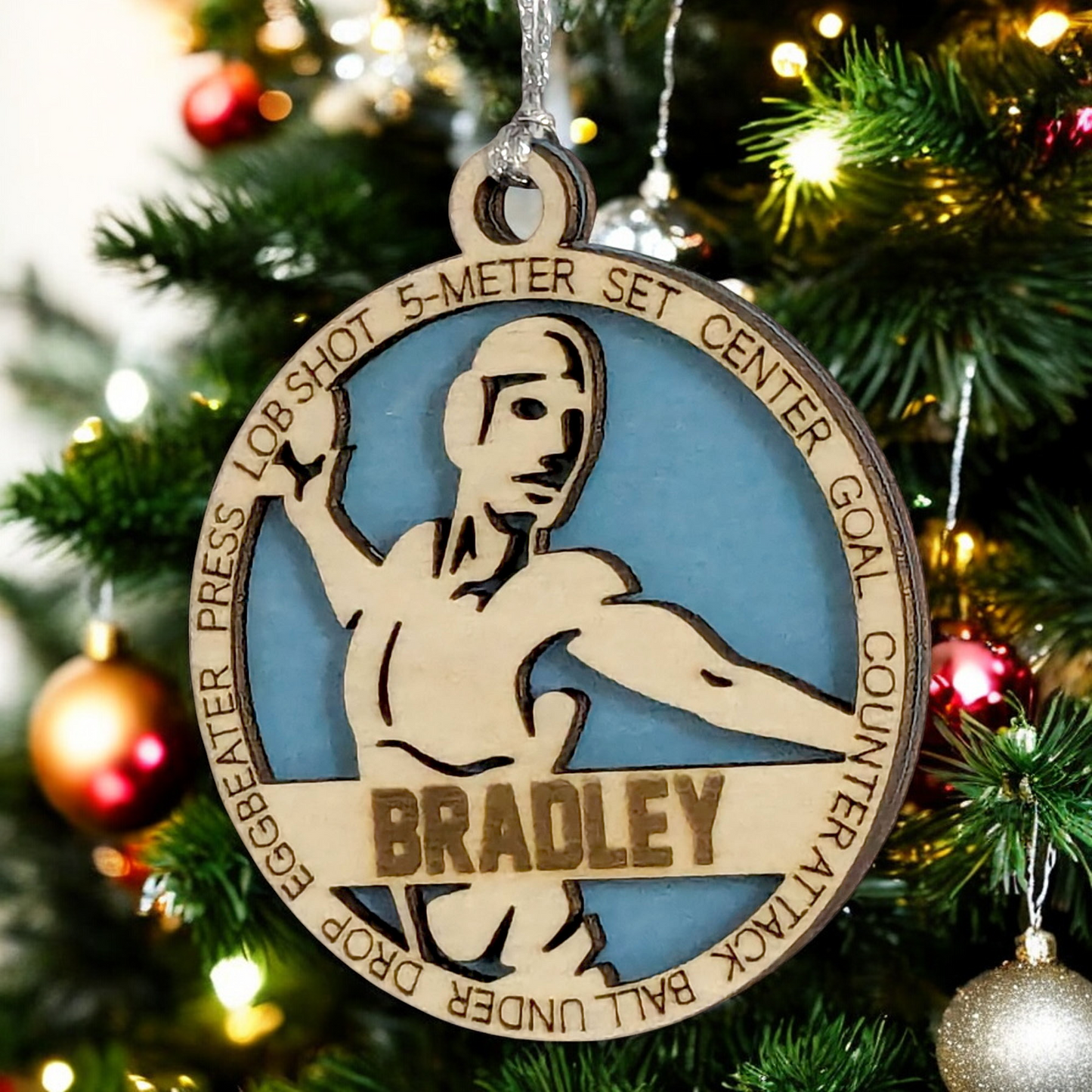 3" Handcrafted Wooden Personalized Male Water Polo Christmas Ornament - Custom Aquatic Sports Holiday Decor
