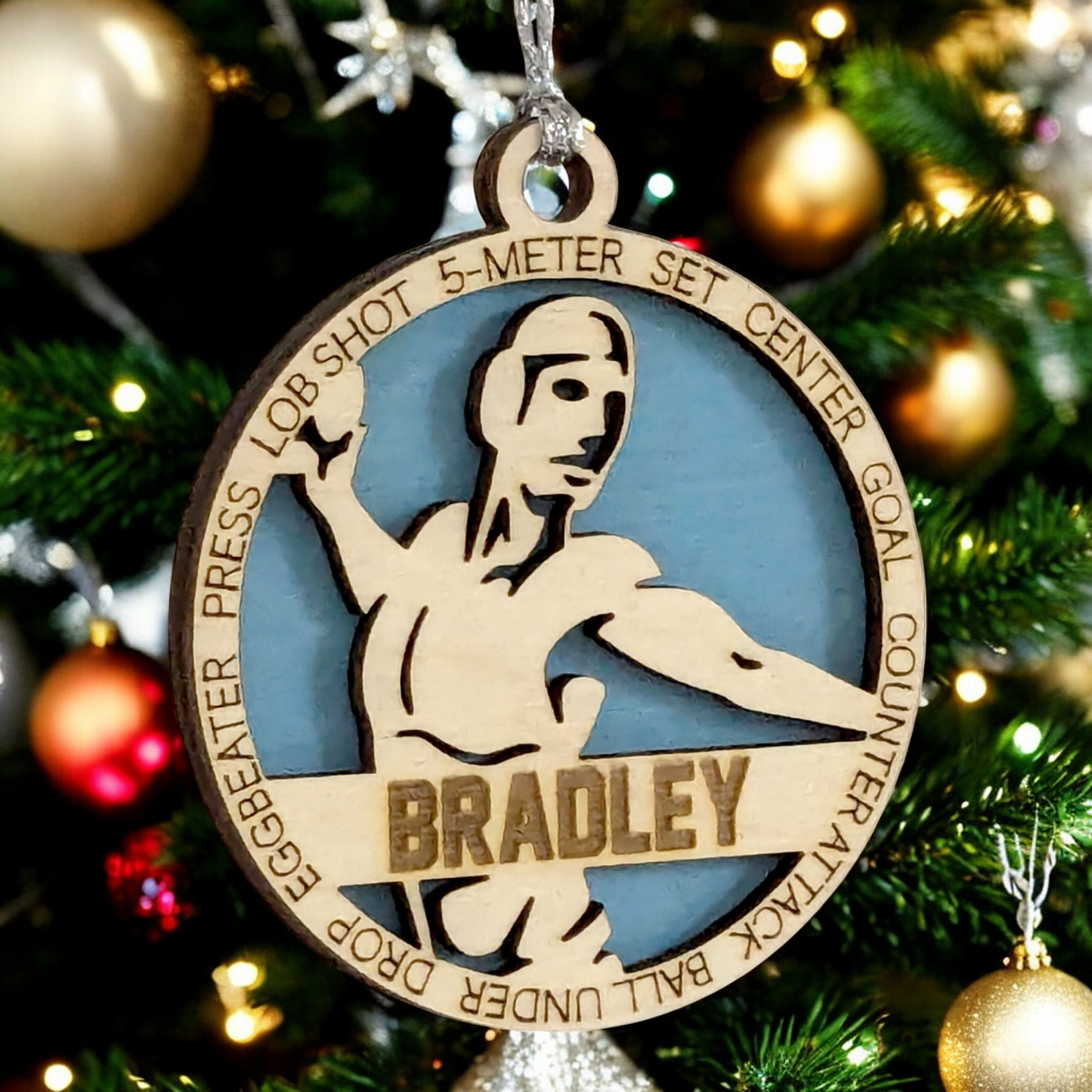 3" Handcrafted Wooden Personalized Male Water Polo Christmas Ornament - Custom Aquatic Sports Holiday Decor