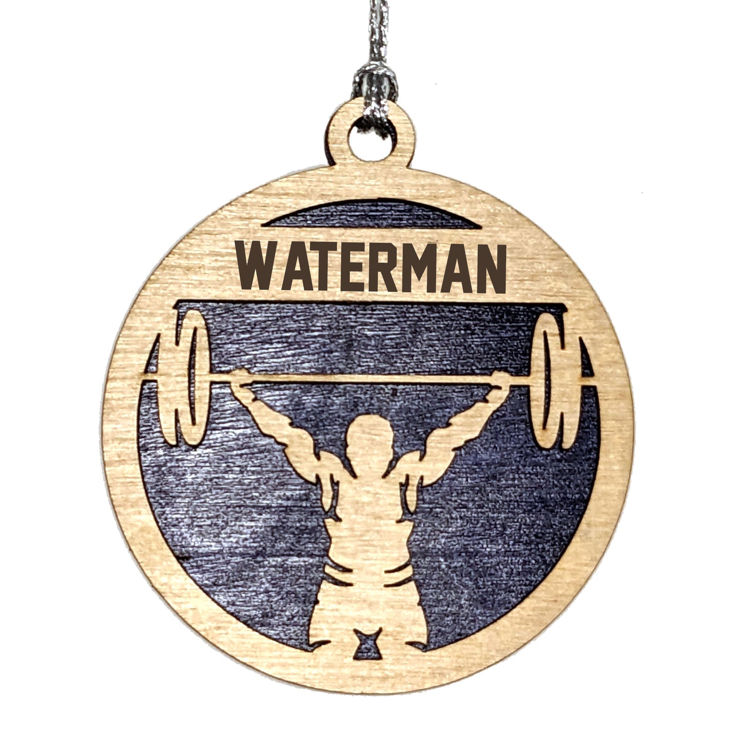 Male Weightlifting laser cut personalized wood ornament