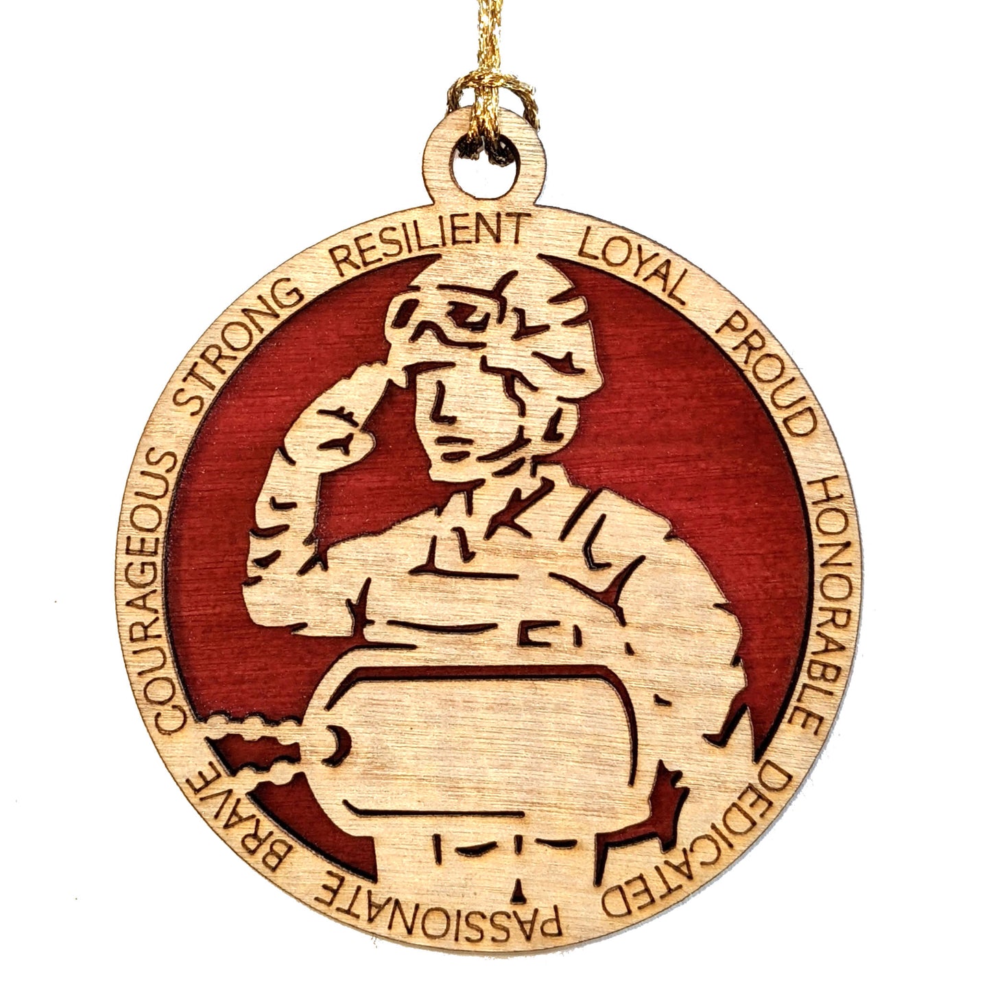 Customizable Female Marine 3" Wood Ornament with Dog Tags Handcrafted Military Christmas Gift for Her USA Made