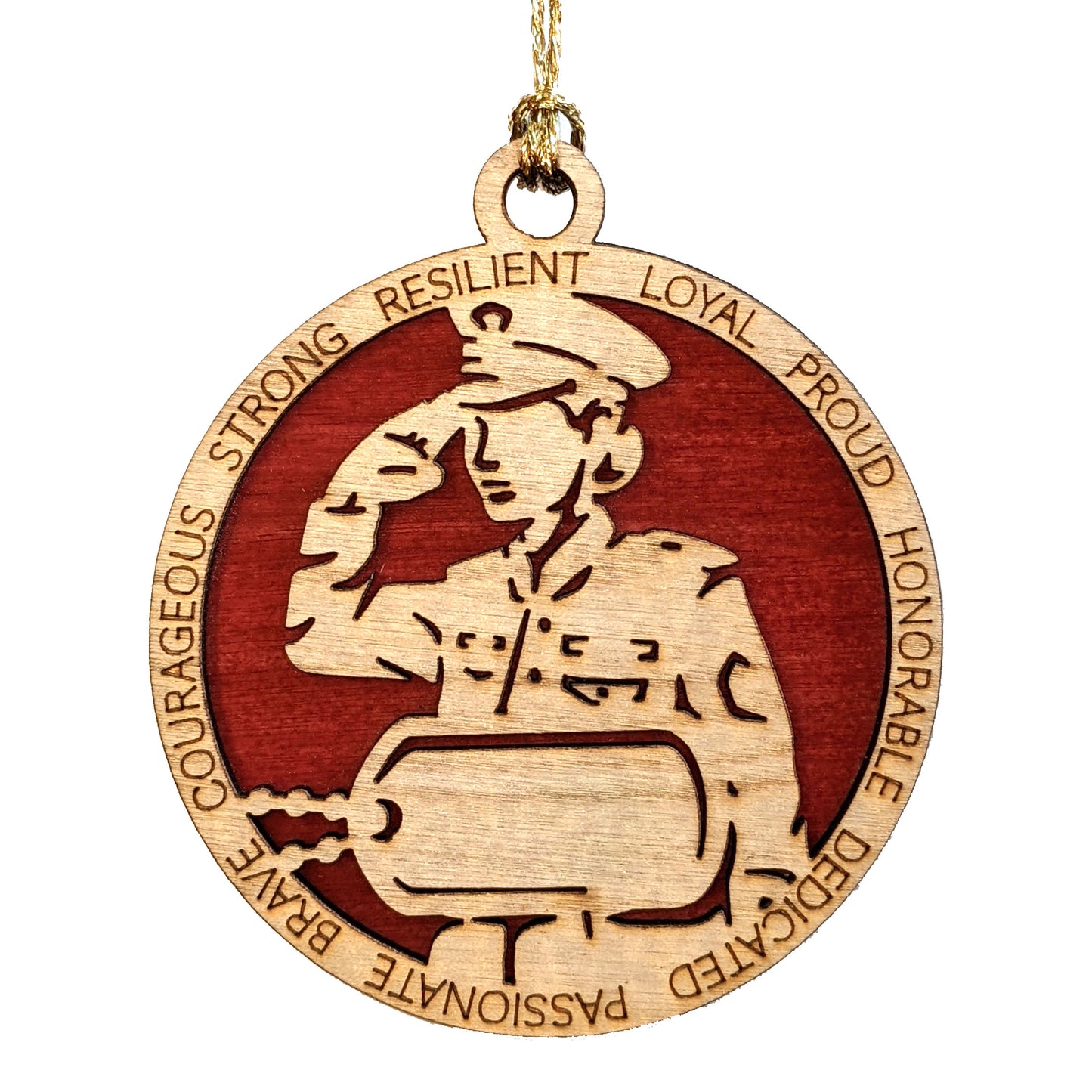 Female Marine Soldier Christmas Ornament | Personalized Military Dog Tags | 3" Wood Laser Cut | Handcrafted USA