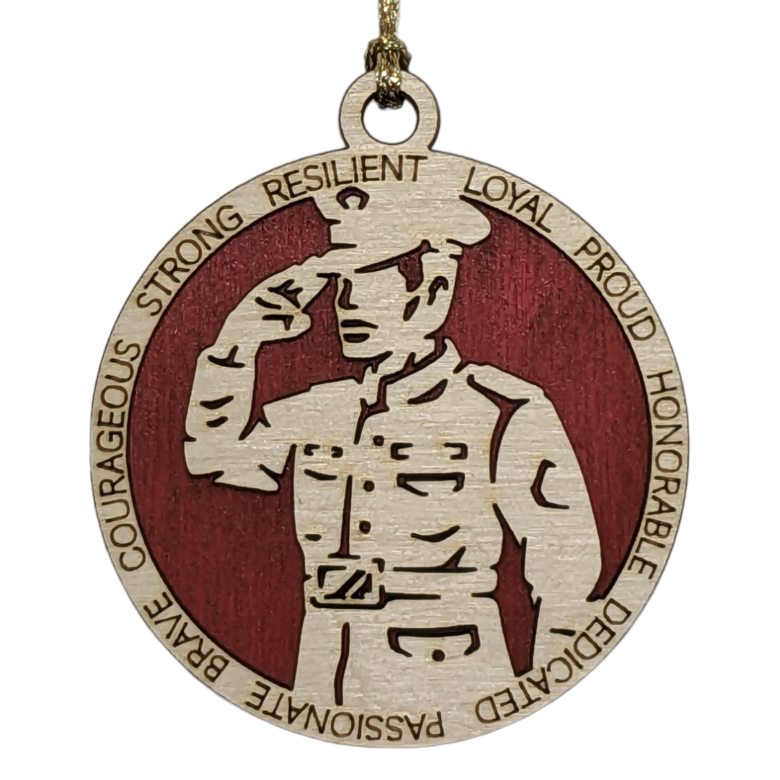 Handcrafted Male Marine Soldier Christmas Ornament - 3" Wood, 2-Layer, Laser Cut, Patriotic Military Hero Gift for Men