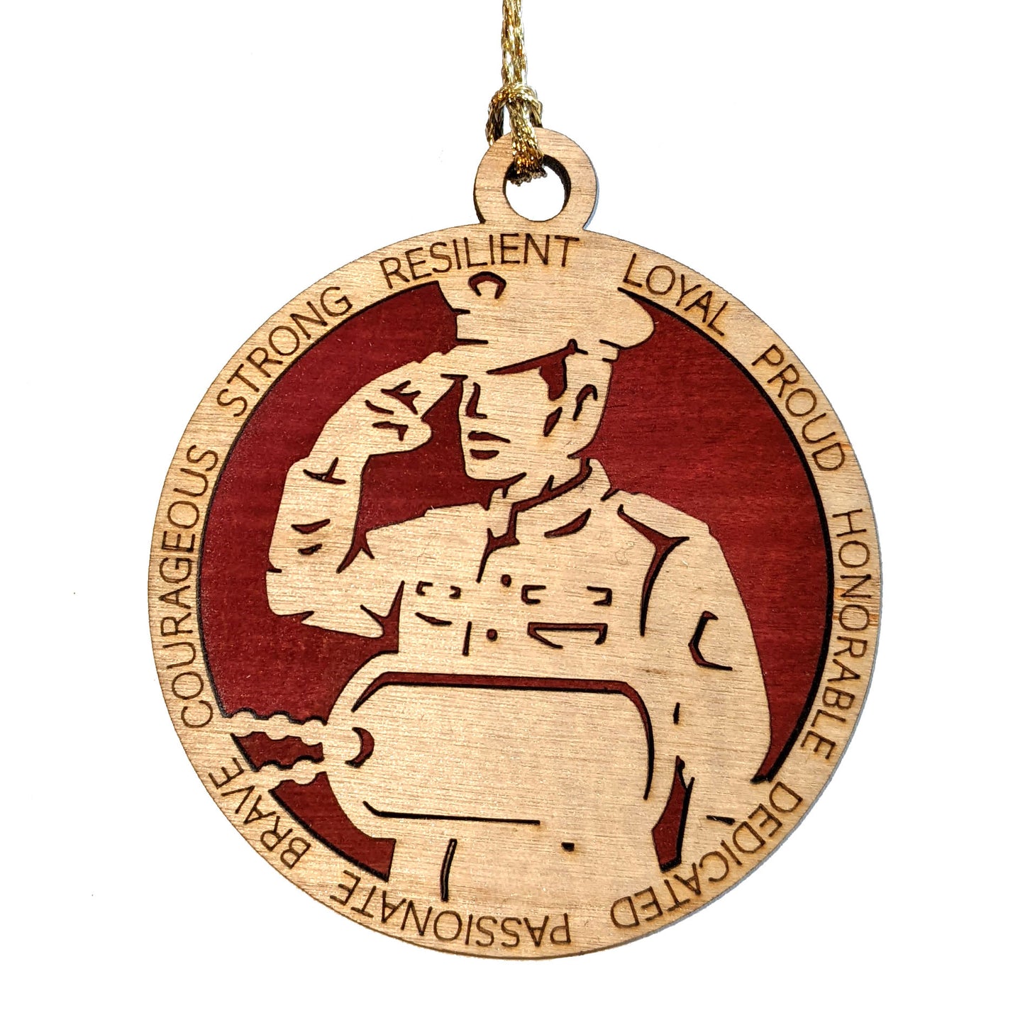 Male Marine Soldier Christmas Ornament - Personalized Wood Dog Tags, Handcrafted USMC Dress Uniform Keepsake, Patriotic Military Gift