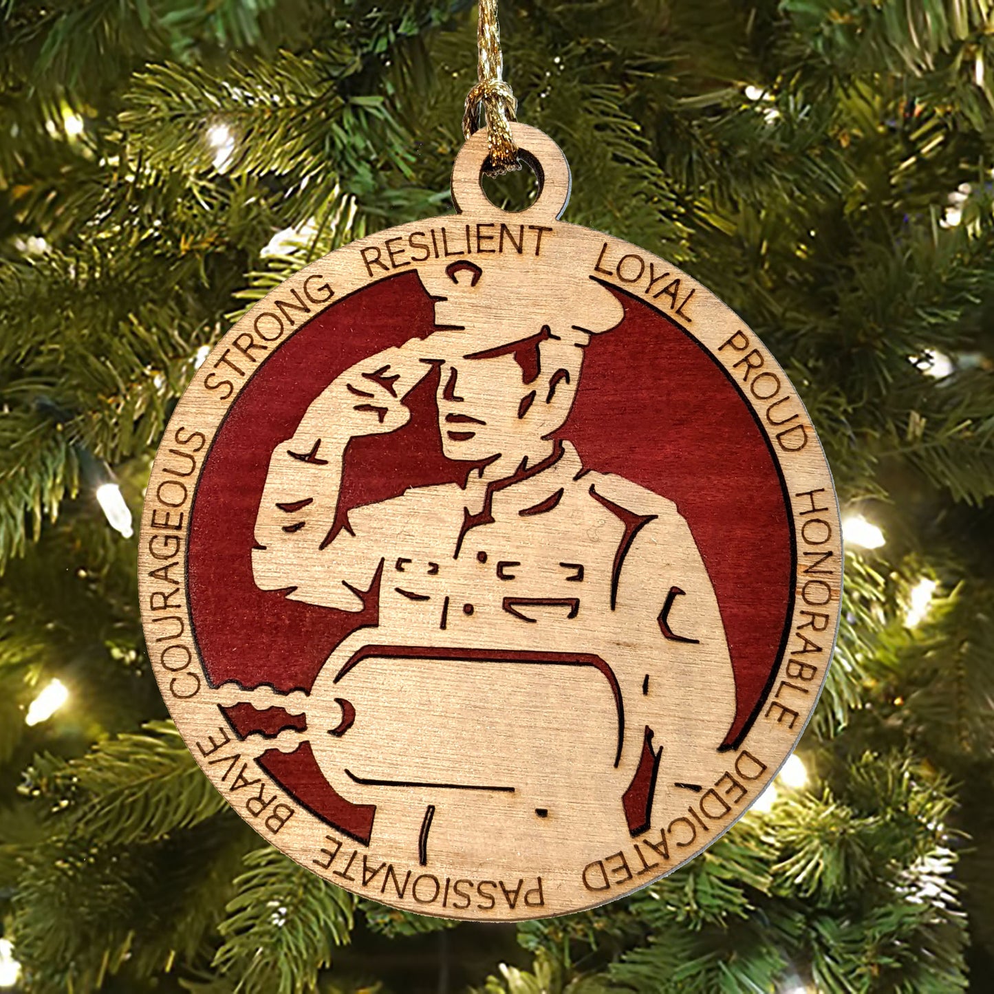 Male Marine Soldier Christmas Ornament - Personalized Wood Dog Tags, Handcrafted USMC Dress Uniform Keepsake, Patriotic Military Gift