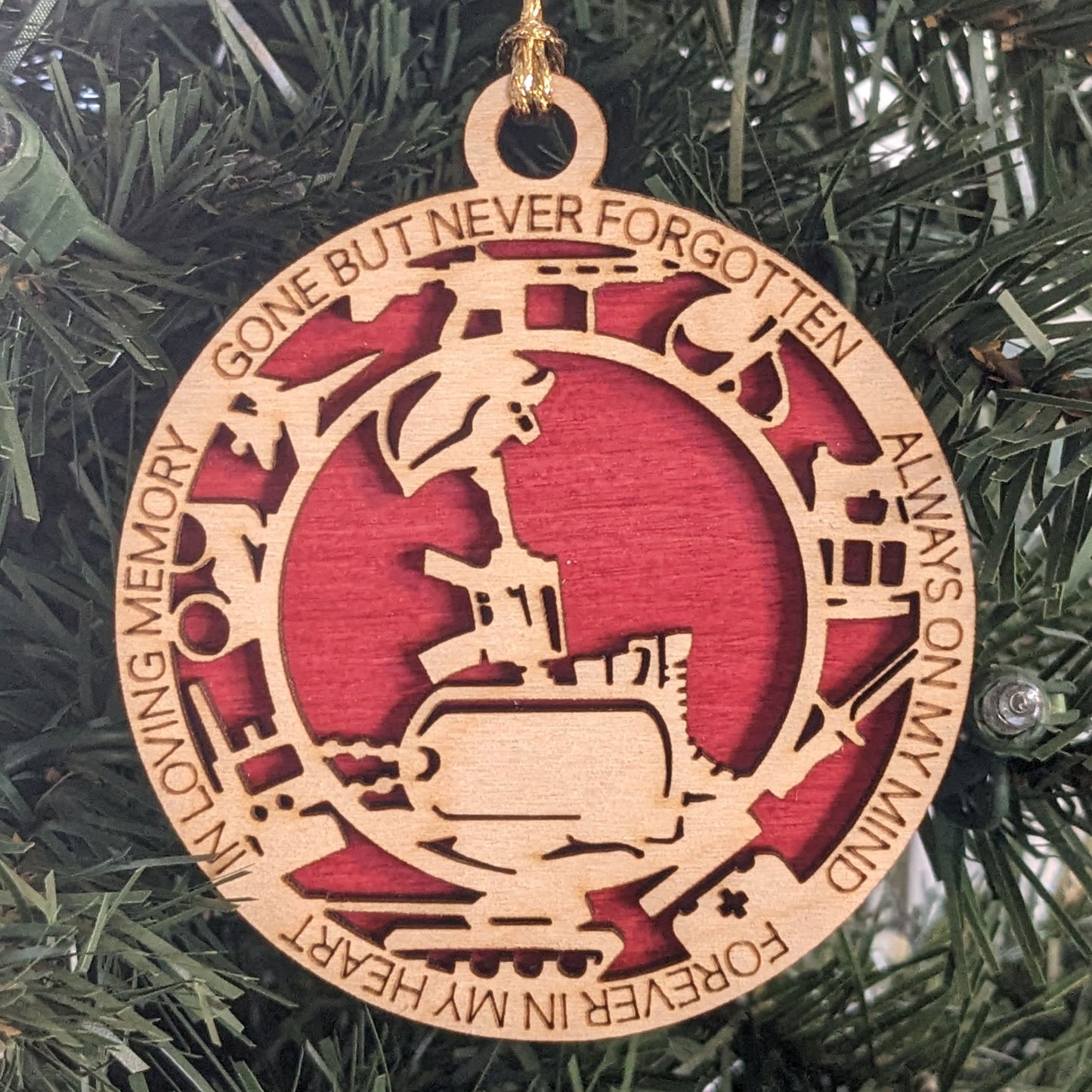 Personalized Marine Corps Christmas Ornament - Handcrafted Wood Battlefield Cross Tribute with Custom Dog Tags - Military Veteran Gift USMC Memorial Keepsake