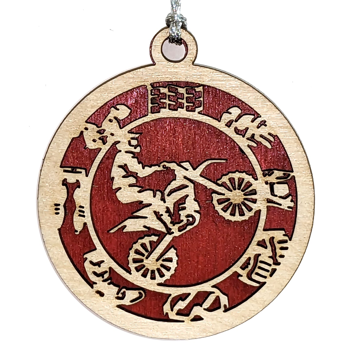 Motocross laser cut wood ornament