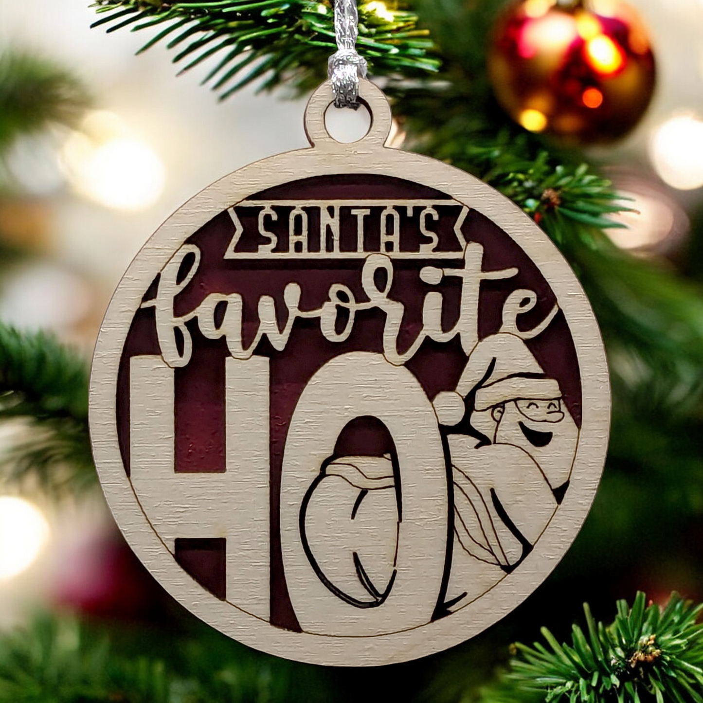 Naughty Santa's Favorite Ho 3" Wood Christmas Ornament - Funny Adult Humor Holiday Decor