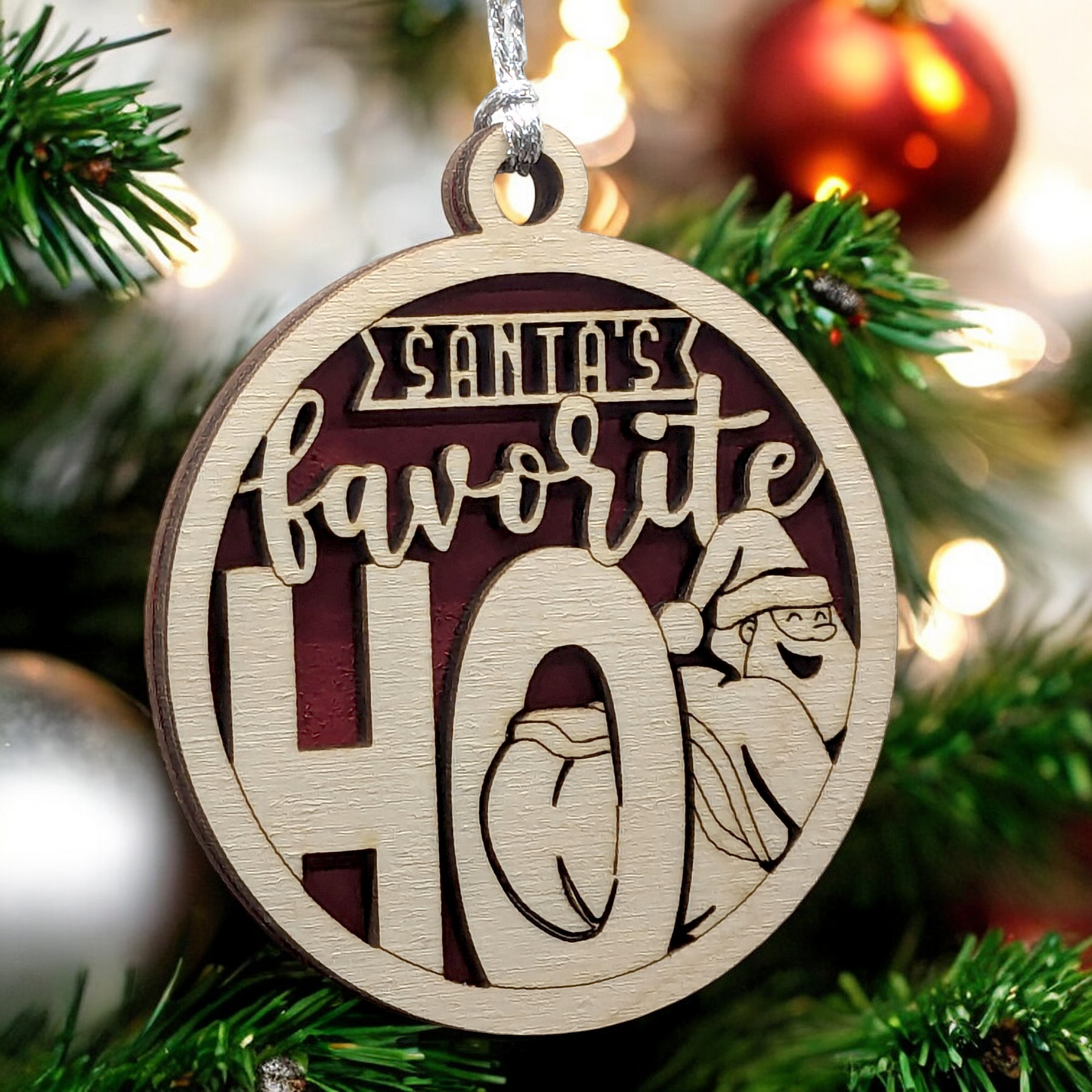 Naughty Santa's Favorite Ho 3" Wood Christmas Ornament - Funny Adult Humor Holiday Decor