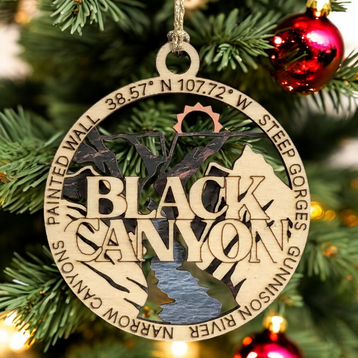 Black Canyon National Park 3" Wood Ornament - Handcrafted 2-Layer Christmas Decoration, Gunnison River Scene