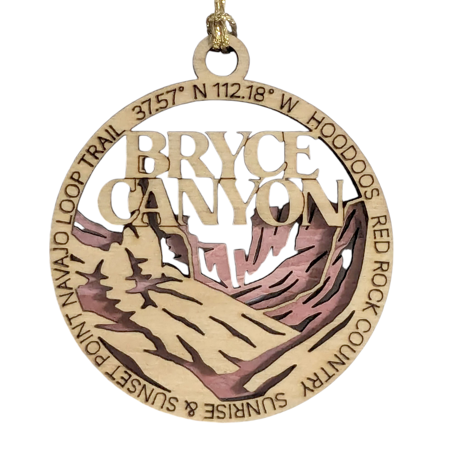 Bryce Canyon National Park 3" Wooden Ornament - Laser Cut Red Rock Landscape - Handcrafted National Park Souvenir - Made in USA