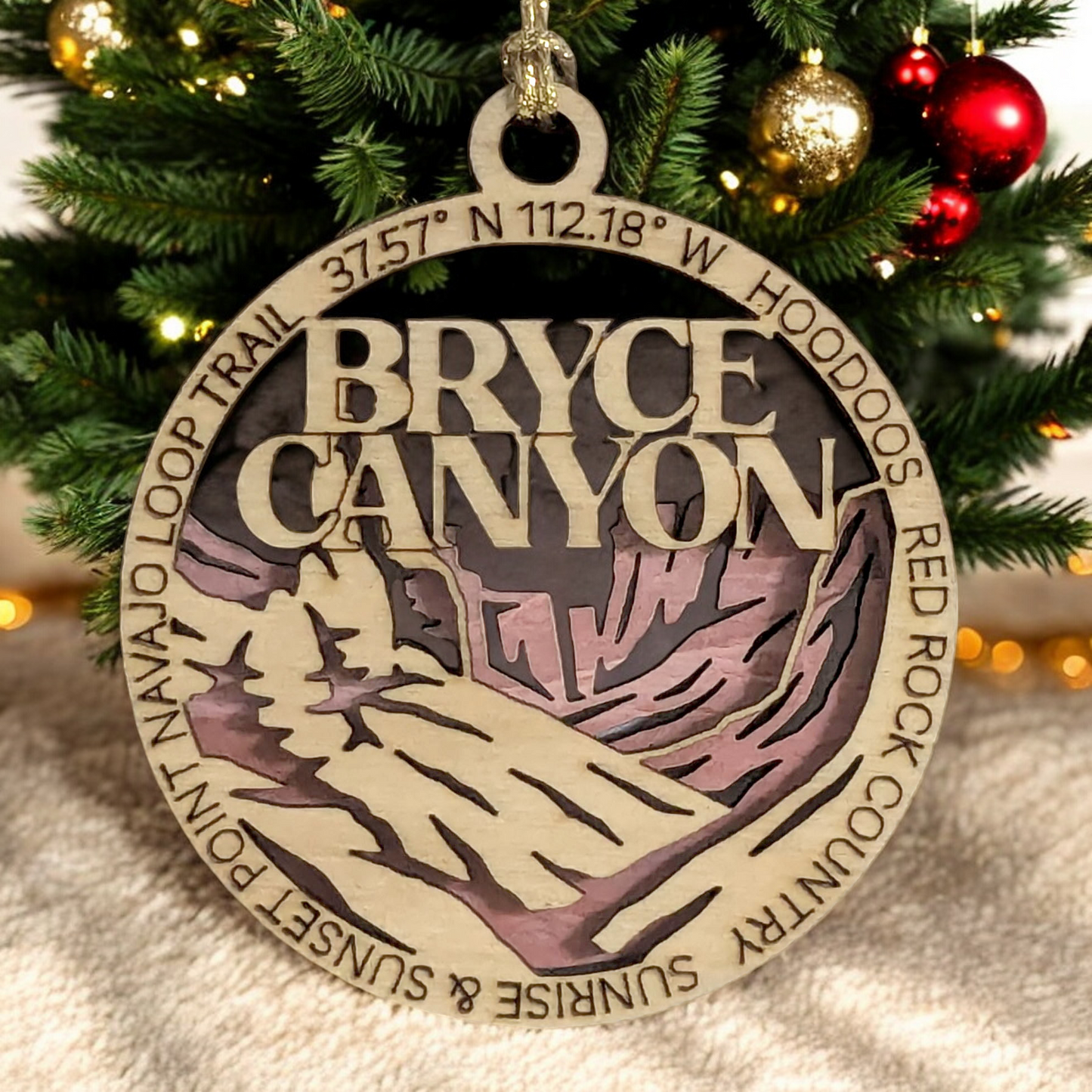 Bryce Canyon National Park 3" Wooden Ornament - Laser Cut Red Rock Landscape - Handcrafted National Park Souvenir - Made in USA