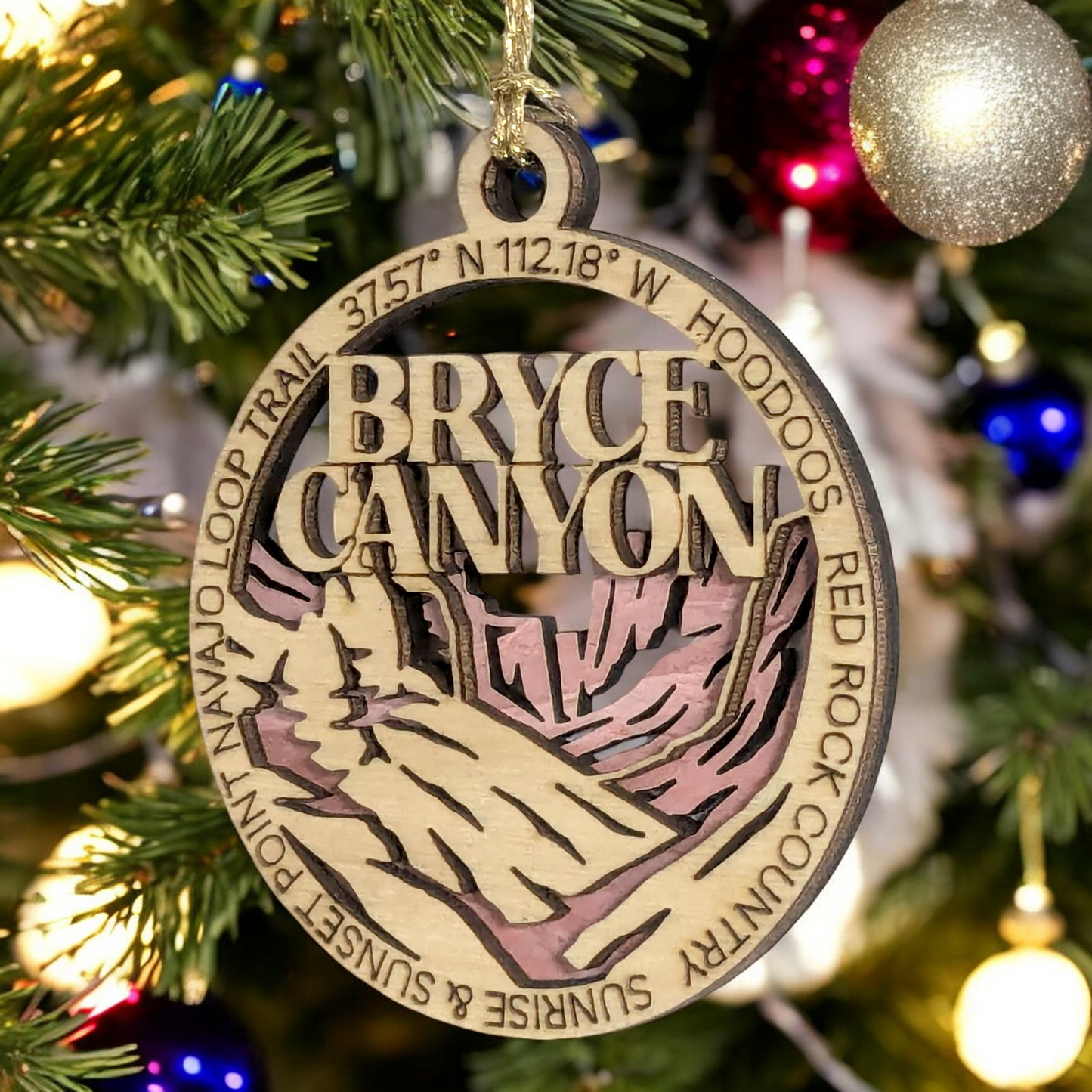 Bryce Canyon National Park 3" Wooden Ornament - Laser Cut Red Rock Landscape - Handcrafted National Park Souvenir - Made in USA