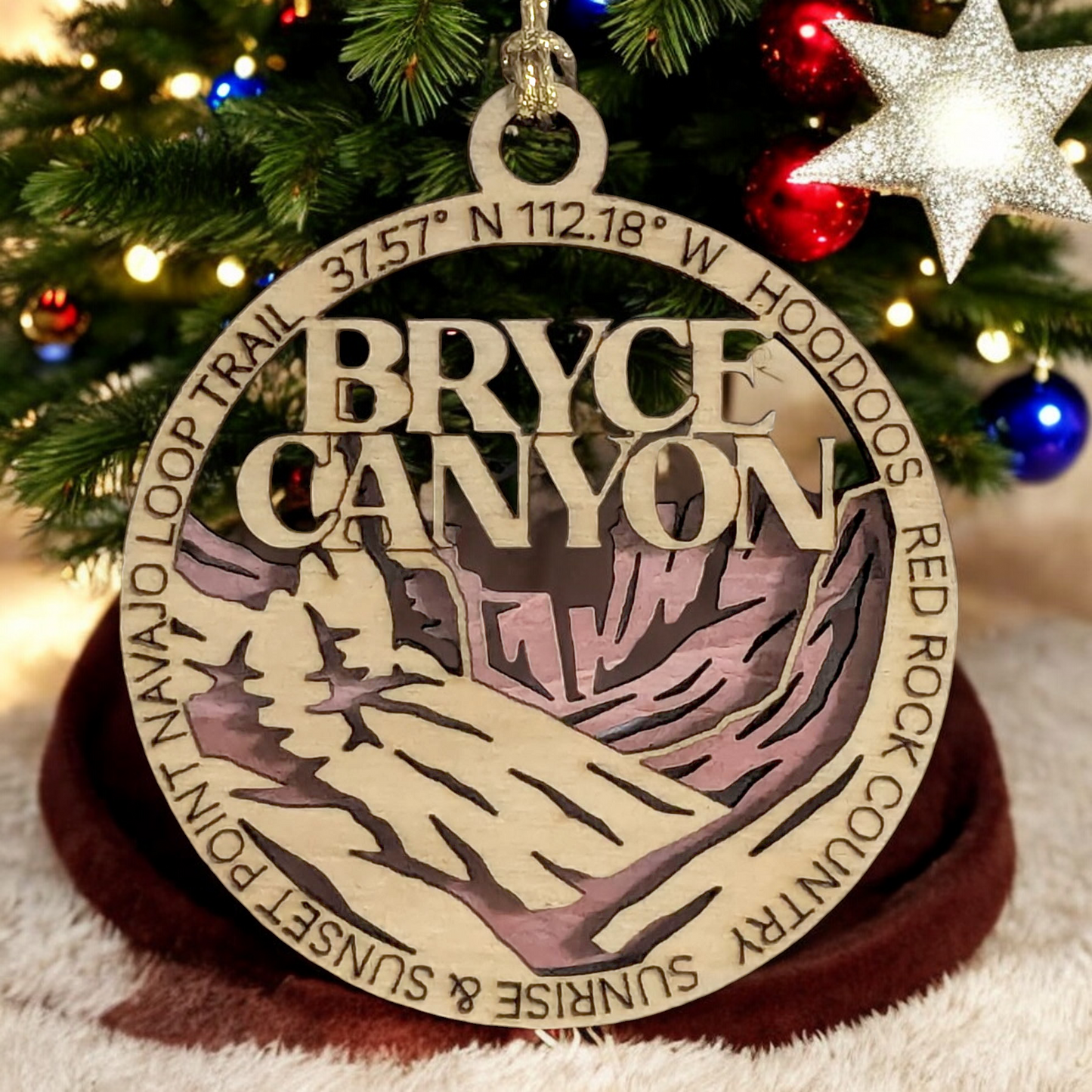 Bryce Canyon National Park 3" Wooden Ornament - Laser Cut Red Rock Landscape - Handcrafted National Park Souvenir - Made in USA