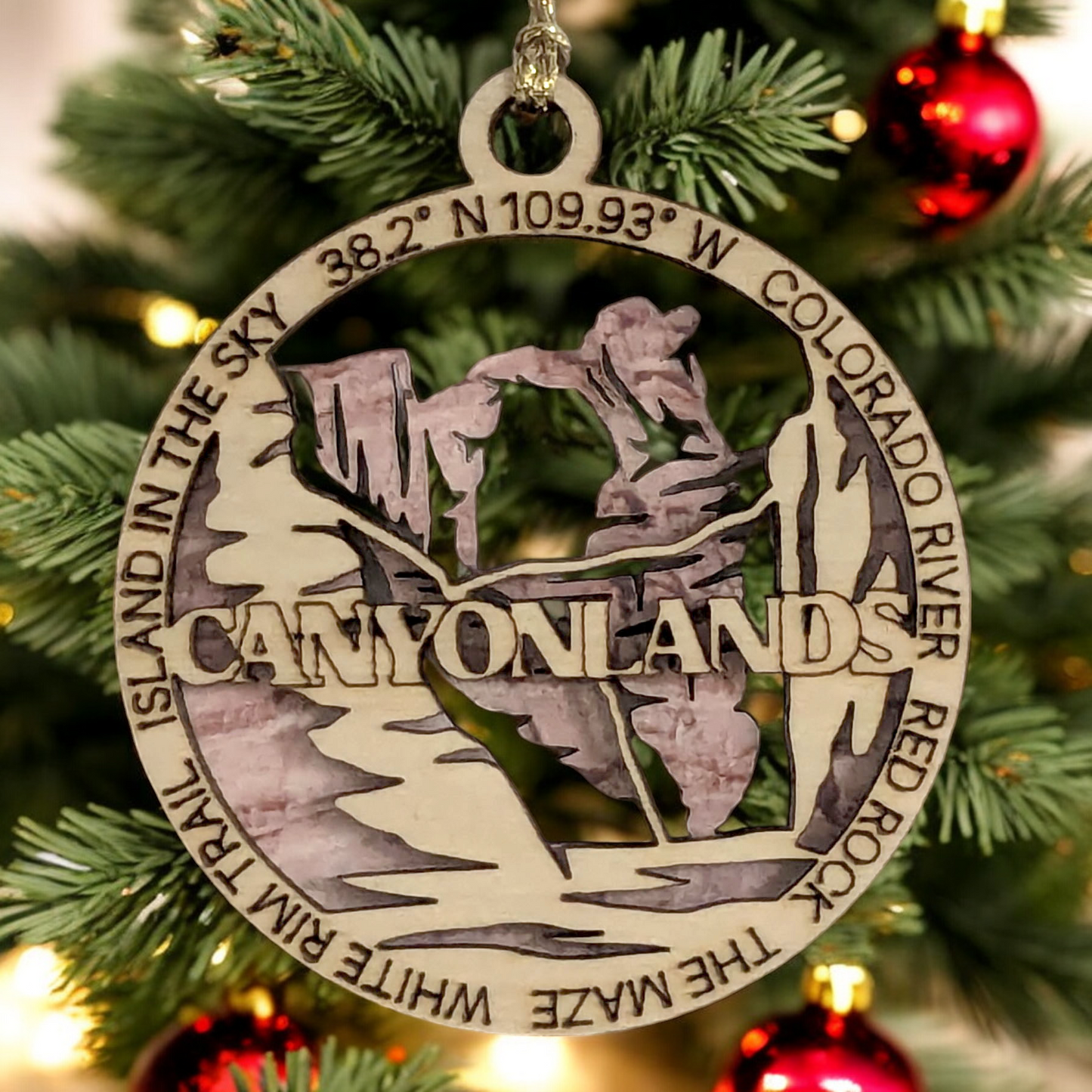 Canyonlands National Park Red Rock Landscape - Utah Souvenir 3" Wooden Ornament, 2-Layer Christmas Decor, Oregon-Made