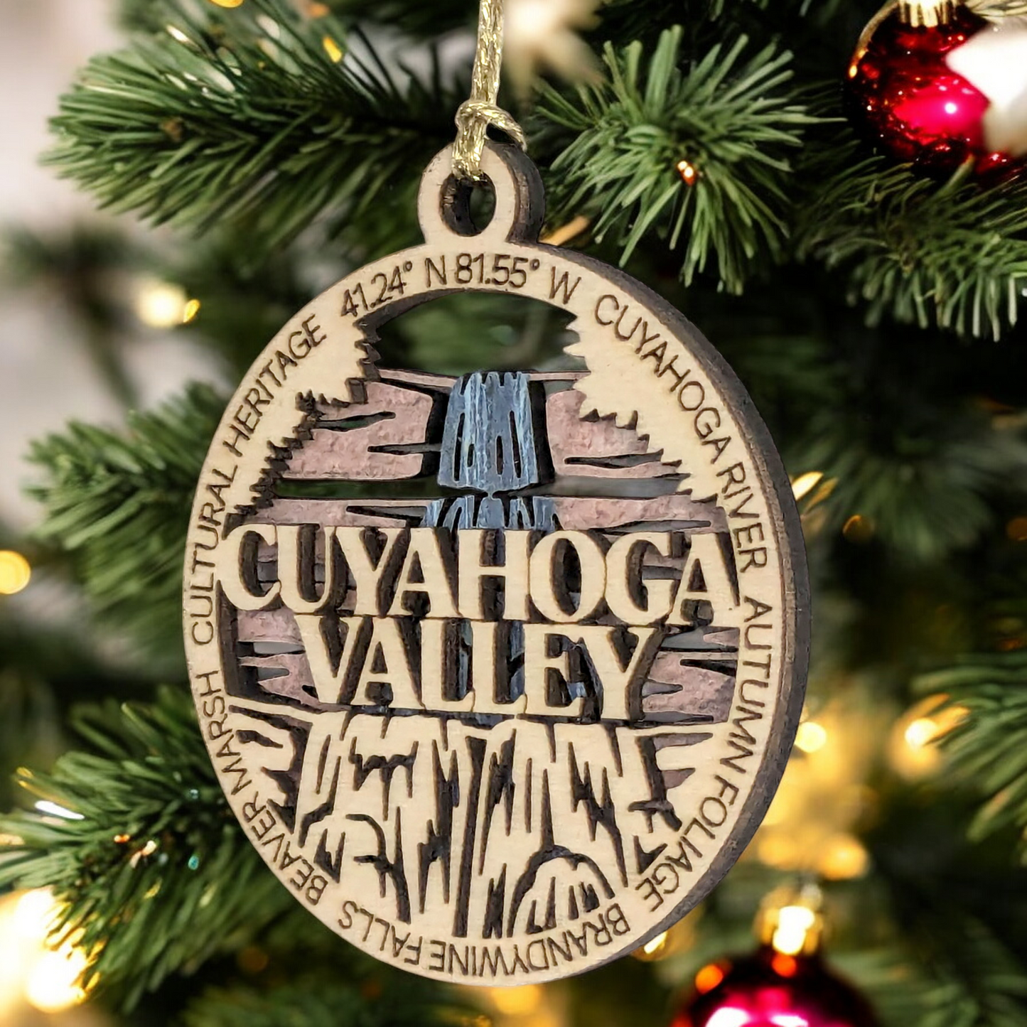 Cuyahoga Valley National Park Wood Ornament - Handmade 3" Laser Cut Christmas Decoration, Ohio Souvenir, Nature Lover Gift