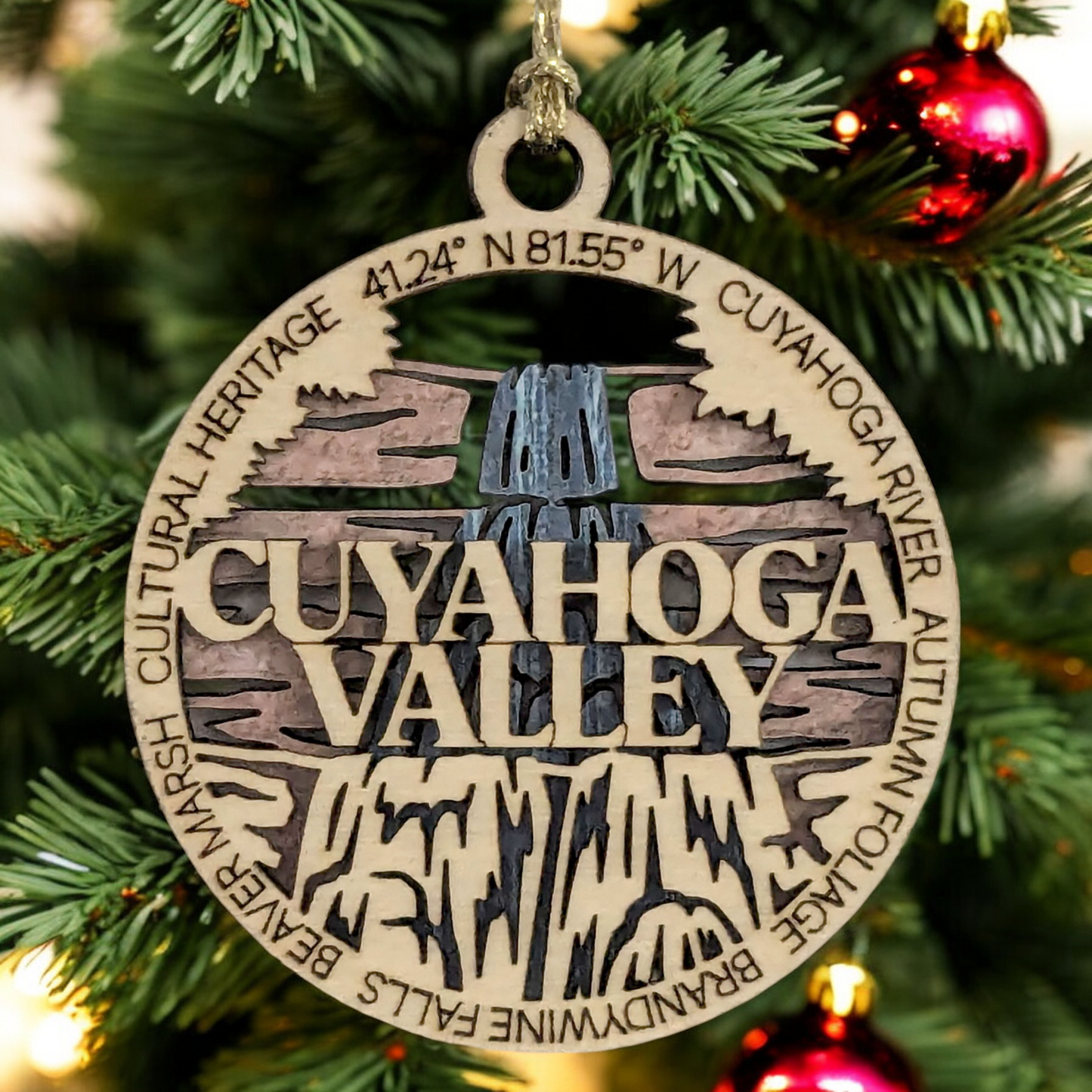 Cuyahoga Valley National Park Wood Ornament - Handmade 3" Laser Cut Christmas Decoration, Ohio Souvenir, Nature Lover Gift