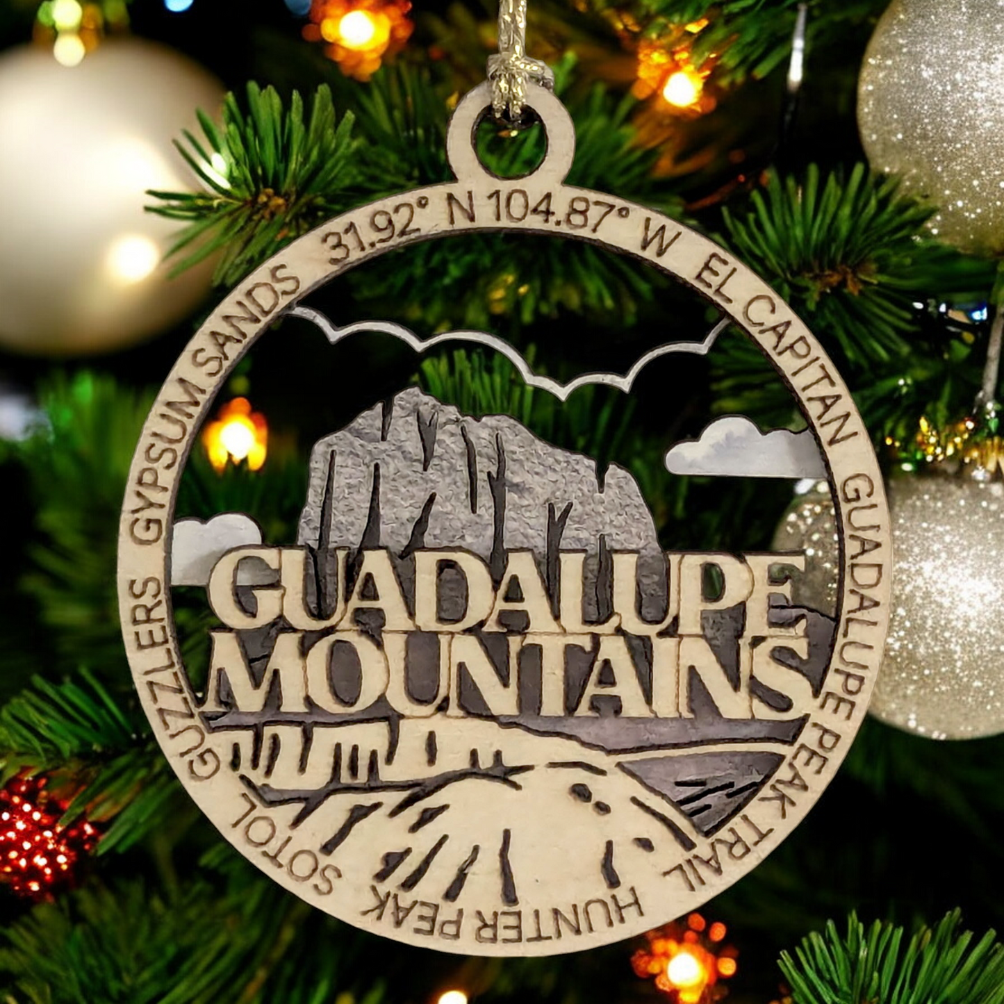 Guadalupe Mountains National Park Keepsake - El Capitan 3" Wooden Ornament - Laser Cut Christmas Tree Decor - USA Crafted