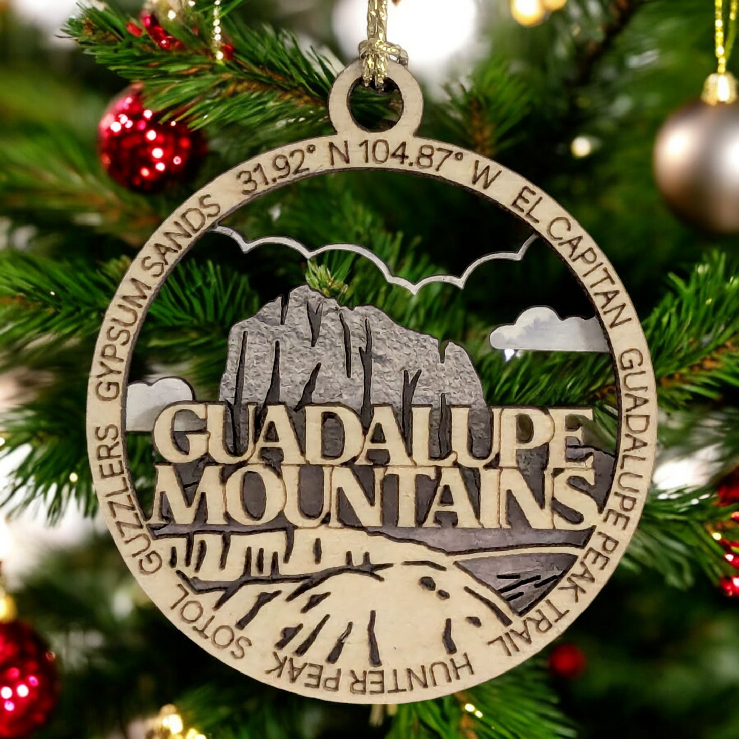 Guadalupe Mountains National Park Keepsake - El Capitan 3" Wooden Ornament - Laser Cut Christmas Tree Decor - USA Crafted