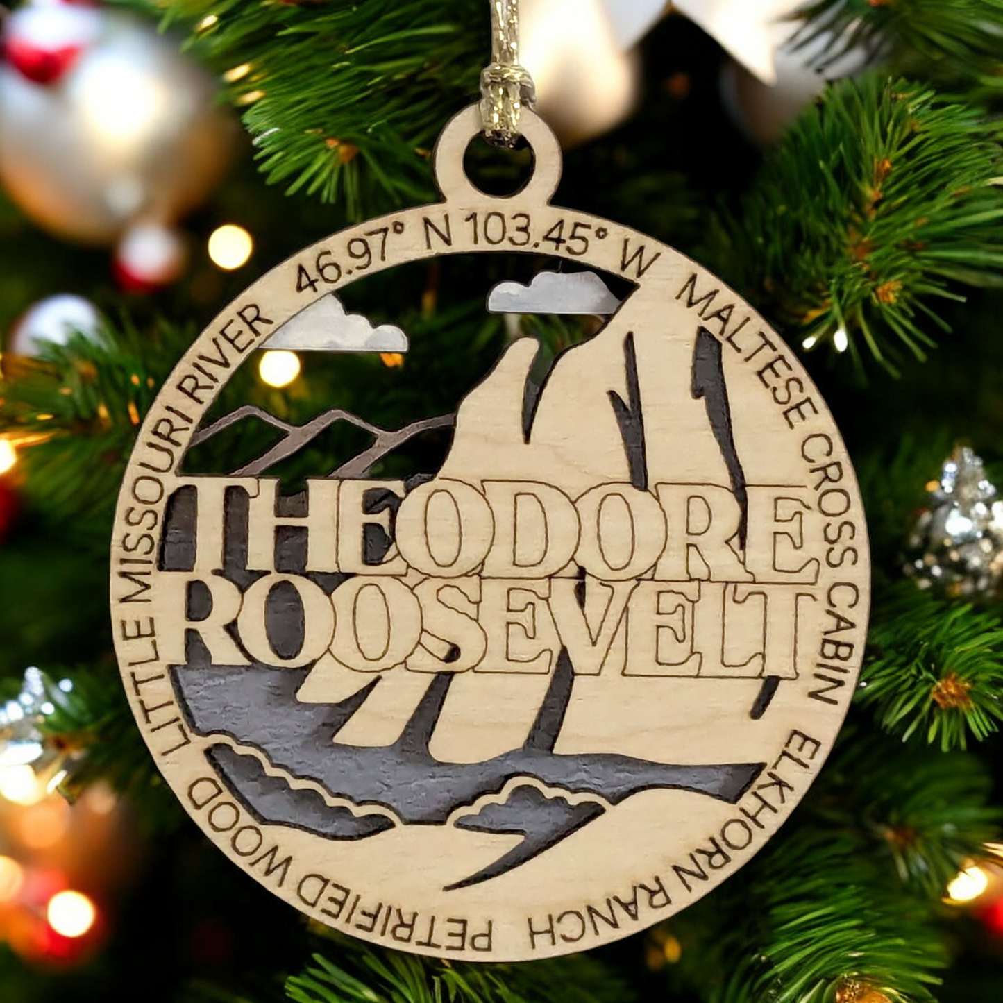 Theodore Roosevelt National Park Ornament - 3" Wood Laser Cut Christmas Decoration, Handmade in USA