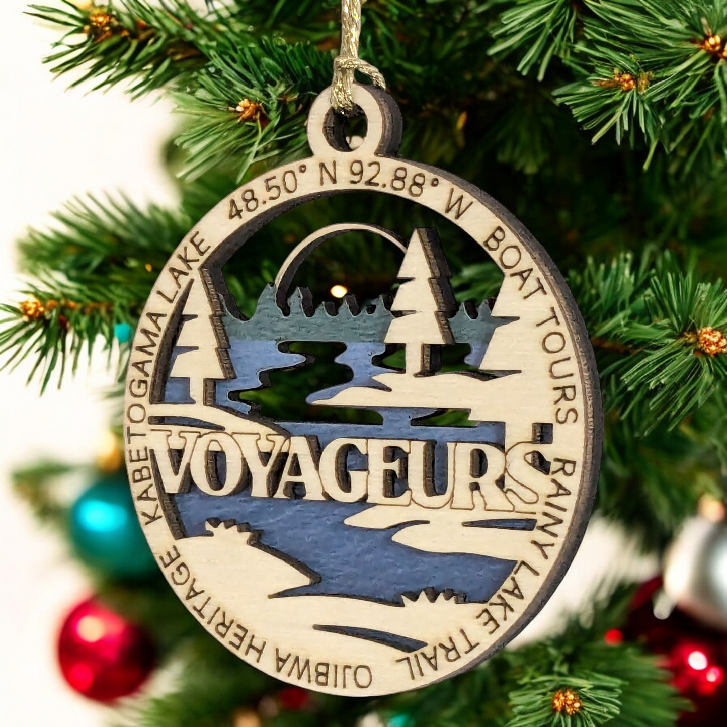 Voyageurs National Park 3" Ornament - Laser Engraved Wood, 2-Layer Christmas Decor, Featuring Iconic Park Scenes, Made in USA