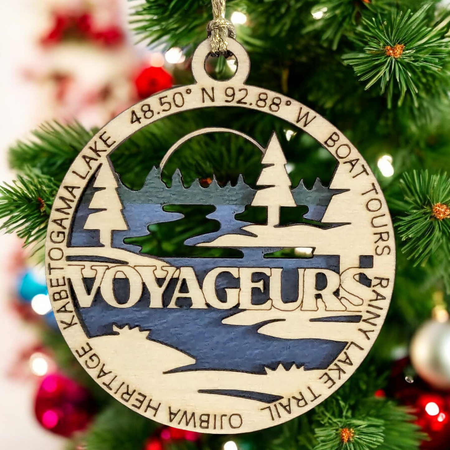 Voyageurs National Park 3" Ornament - Laser Engraved Wood, 2-Layer Christmas Decor, Featuring Iconic Park Scenes, Made in USA