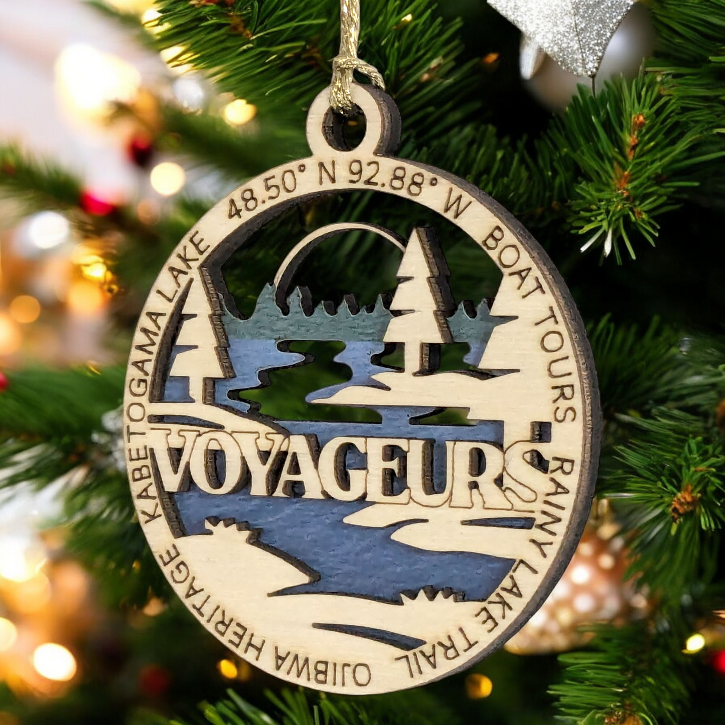 Voyageurs National Park 3" Ornament - Laser Engraved Wood, 2-Layer Christmas Decor, Featuring Iconic Park Scenes, Made in USA