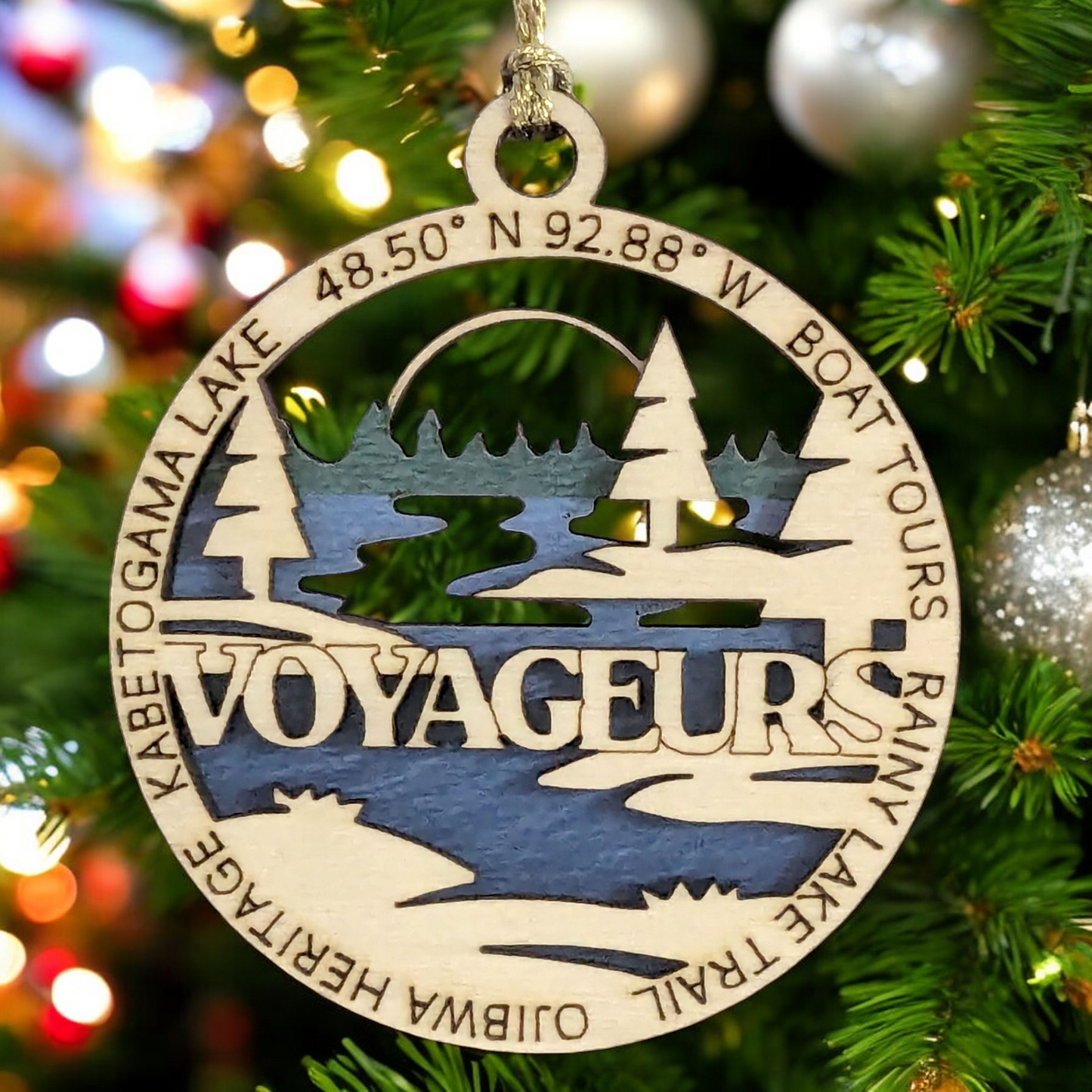 Voyageurs National Park 3" Ornament - Laser Engraved Wood, 2-Layer Christmas Decor, Featuring Iconic Park Scenes, Made in USA