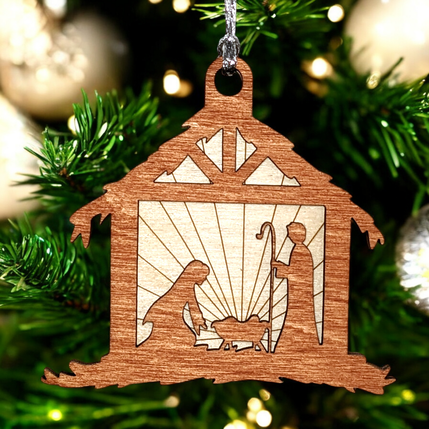 Laser Cut Nativity Wood Ornament