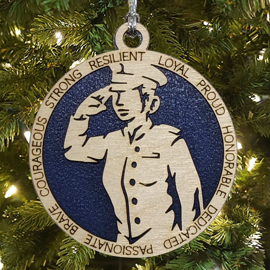 Proud Navy Woman Christmas Ornament - Handcrafted Wooden Tribute to Female Sailors