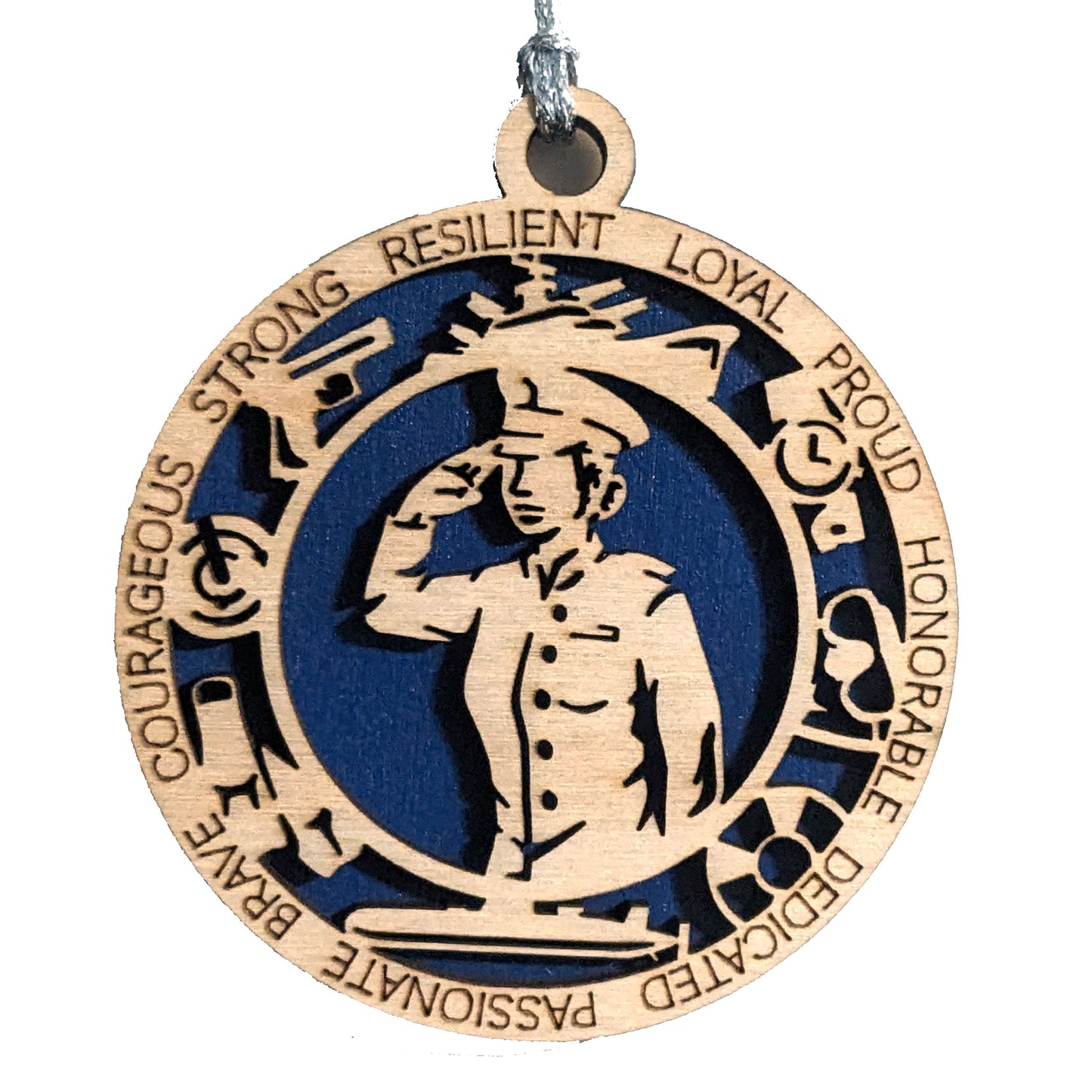 Navy Female Sailor Christmas Ornament - 3" Wood Laser Cut Military Gift for Navy Wife Mom Daughter Sister - Handcrafted in USA